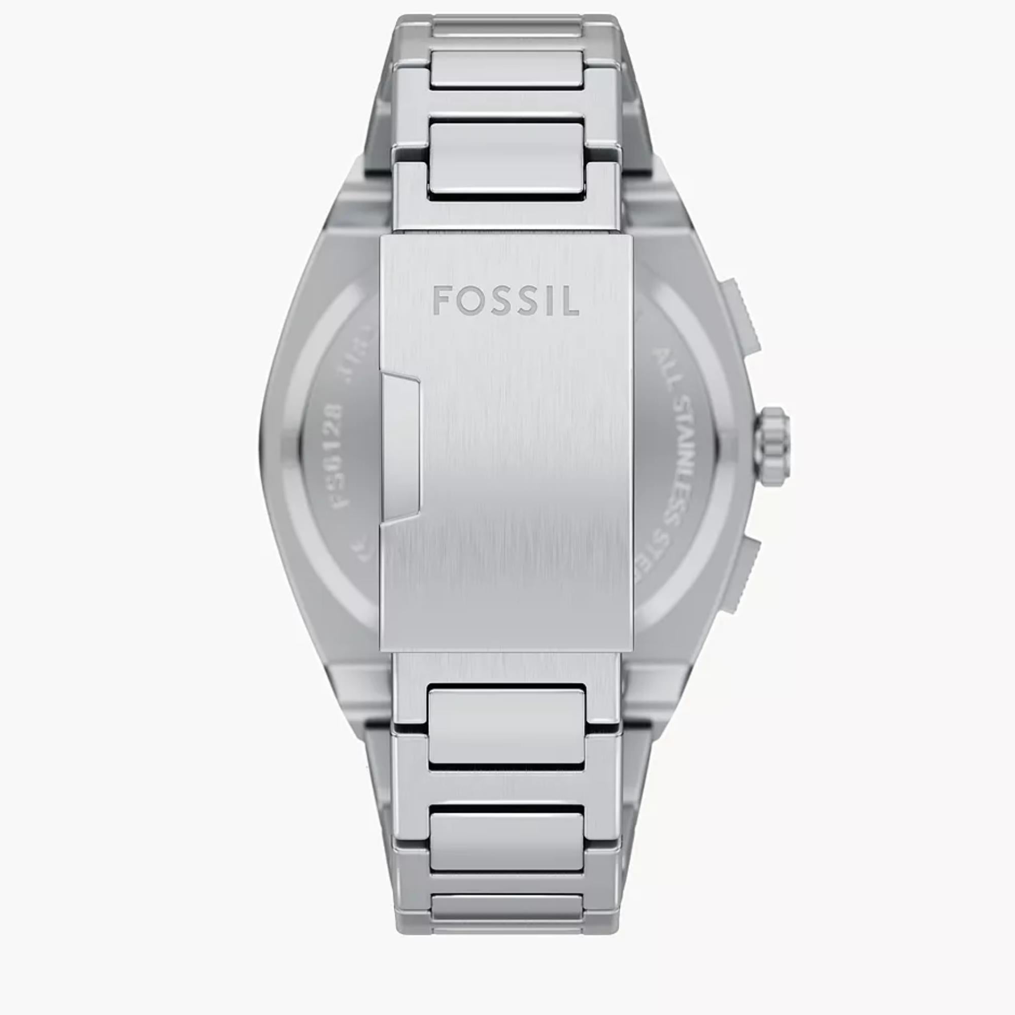 Fossil Everett 44mm Chronograph Gray Dial Steel Mens Quartz Watch FS6128