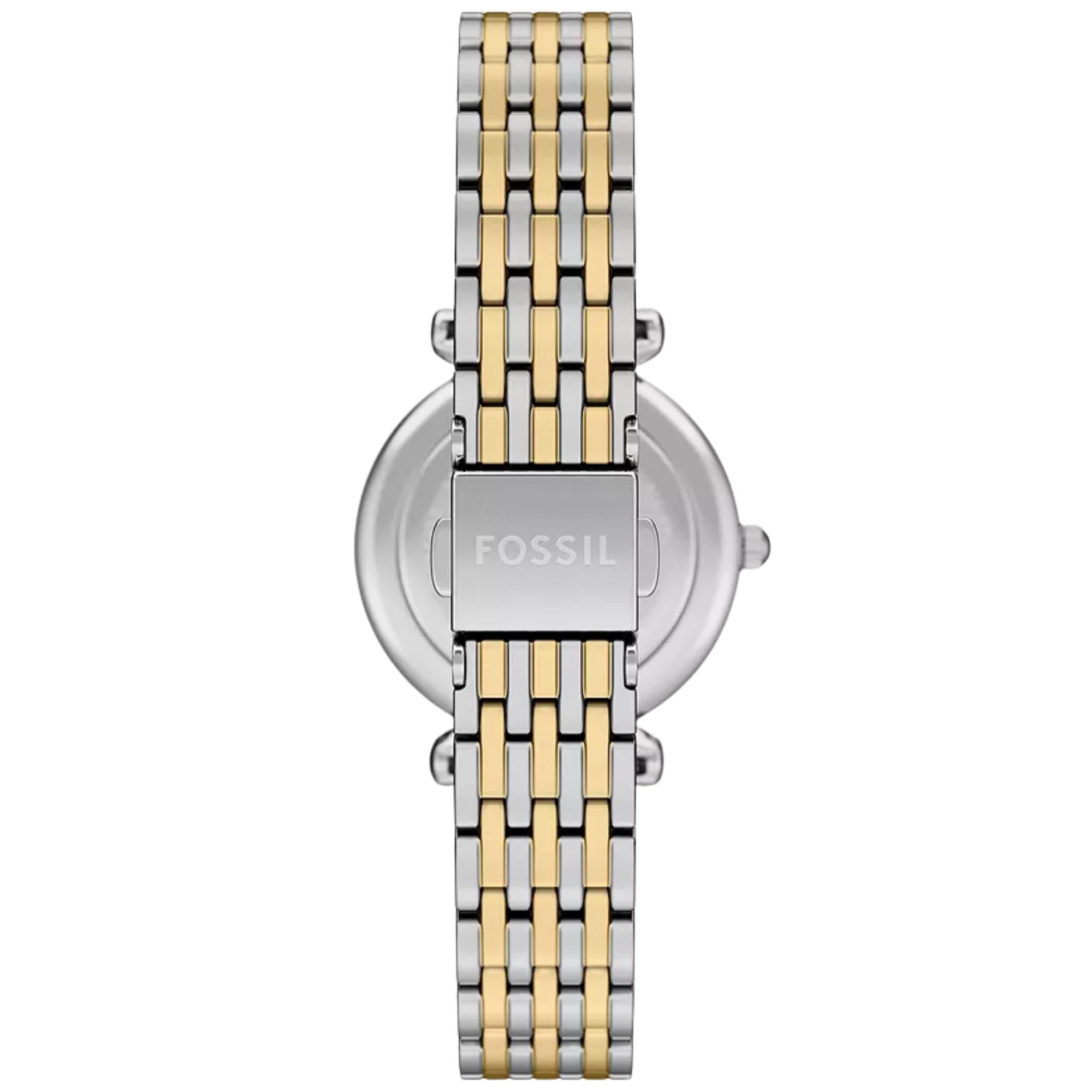 Fossil Carlie 28mm Green Dial Steel Ladies Quartz Watch ES5439
