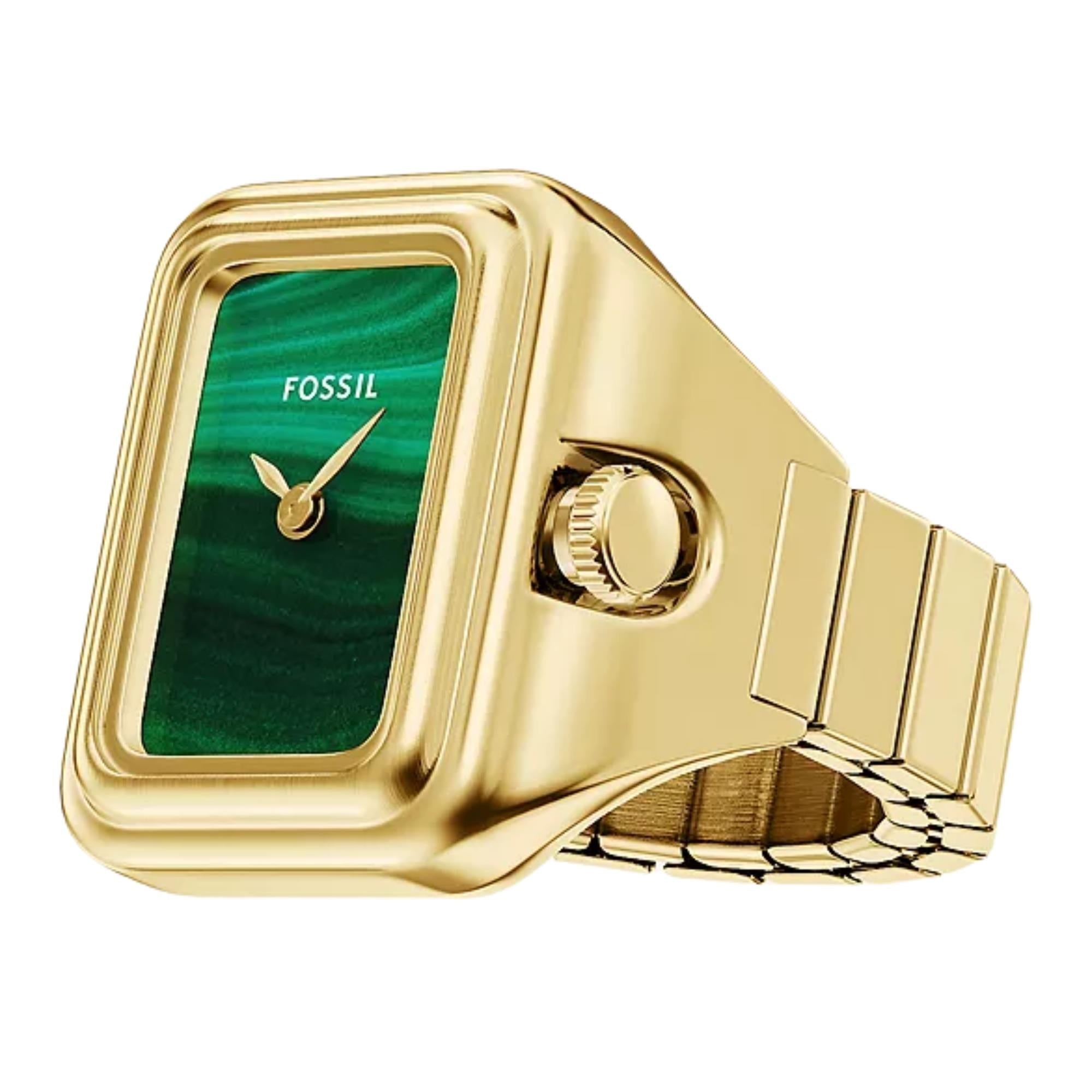 Fossil Raquel Green Malachite Dial Gold-Tone Watch Ring ES5448