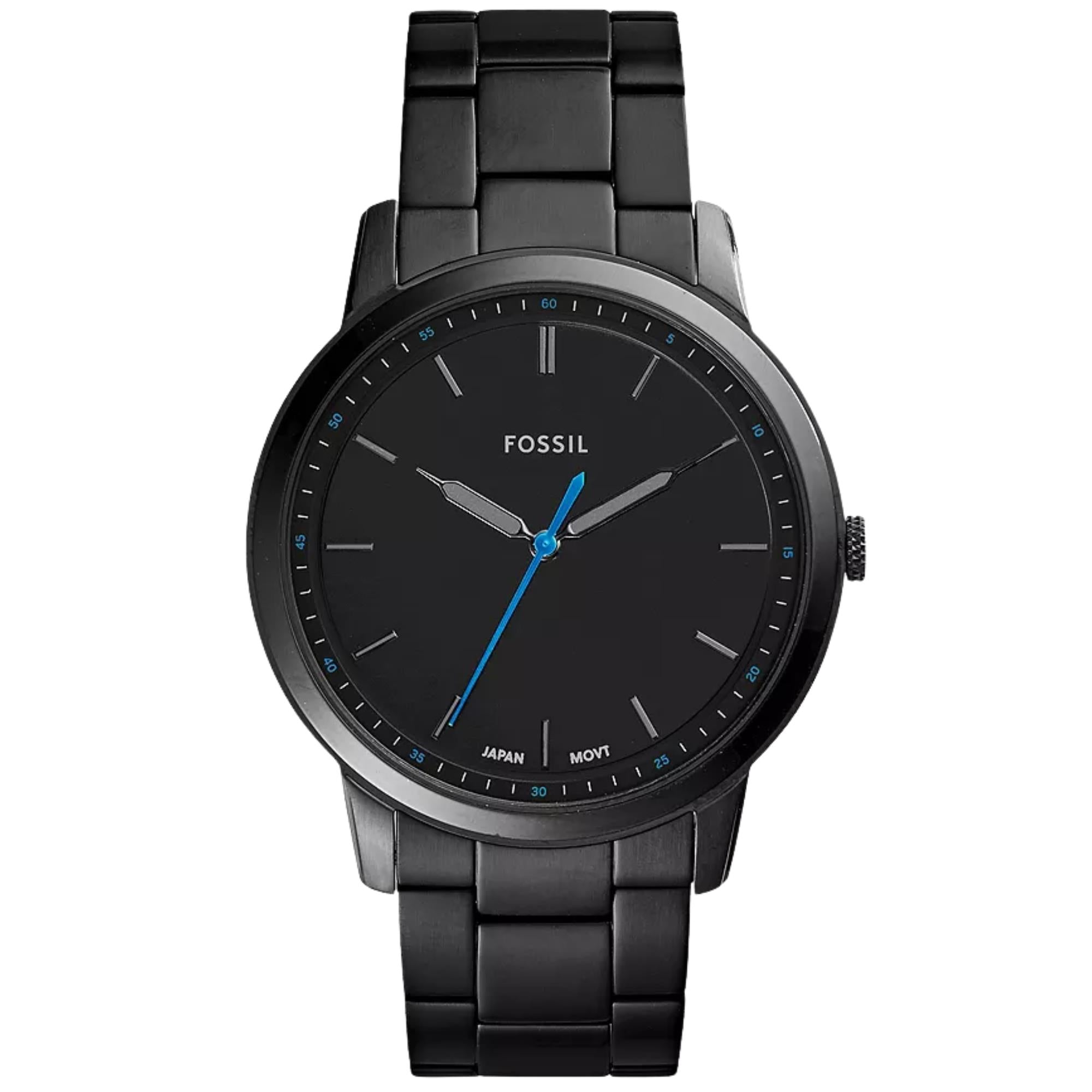 Fossil Minimalist 44mm Black Dial Steel Mens Quartz Watch FS5308