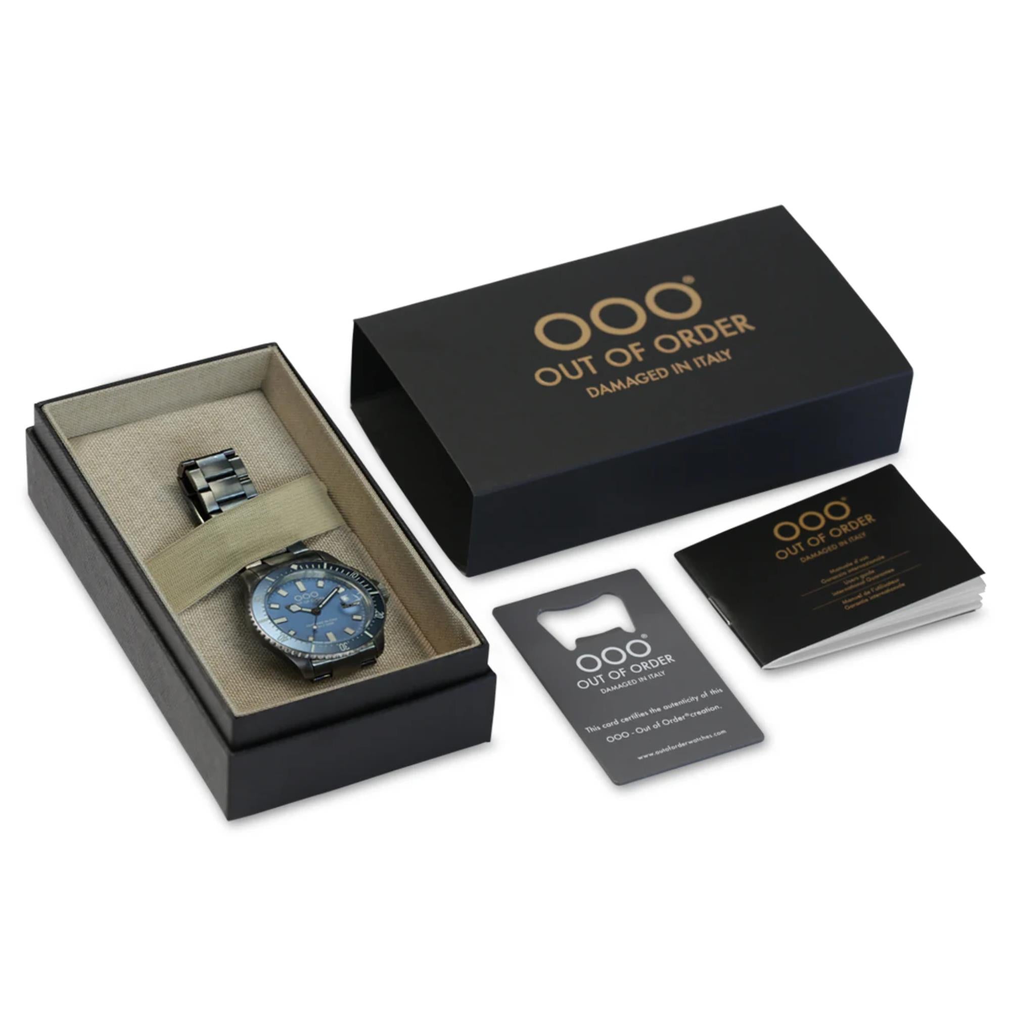 Out of Order Casanova 44mm Blue Mediterraneo Blue Dial Steel Mens Quartz Watch OOO.001-27.BL.BI