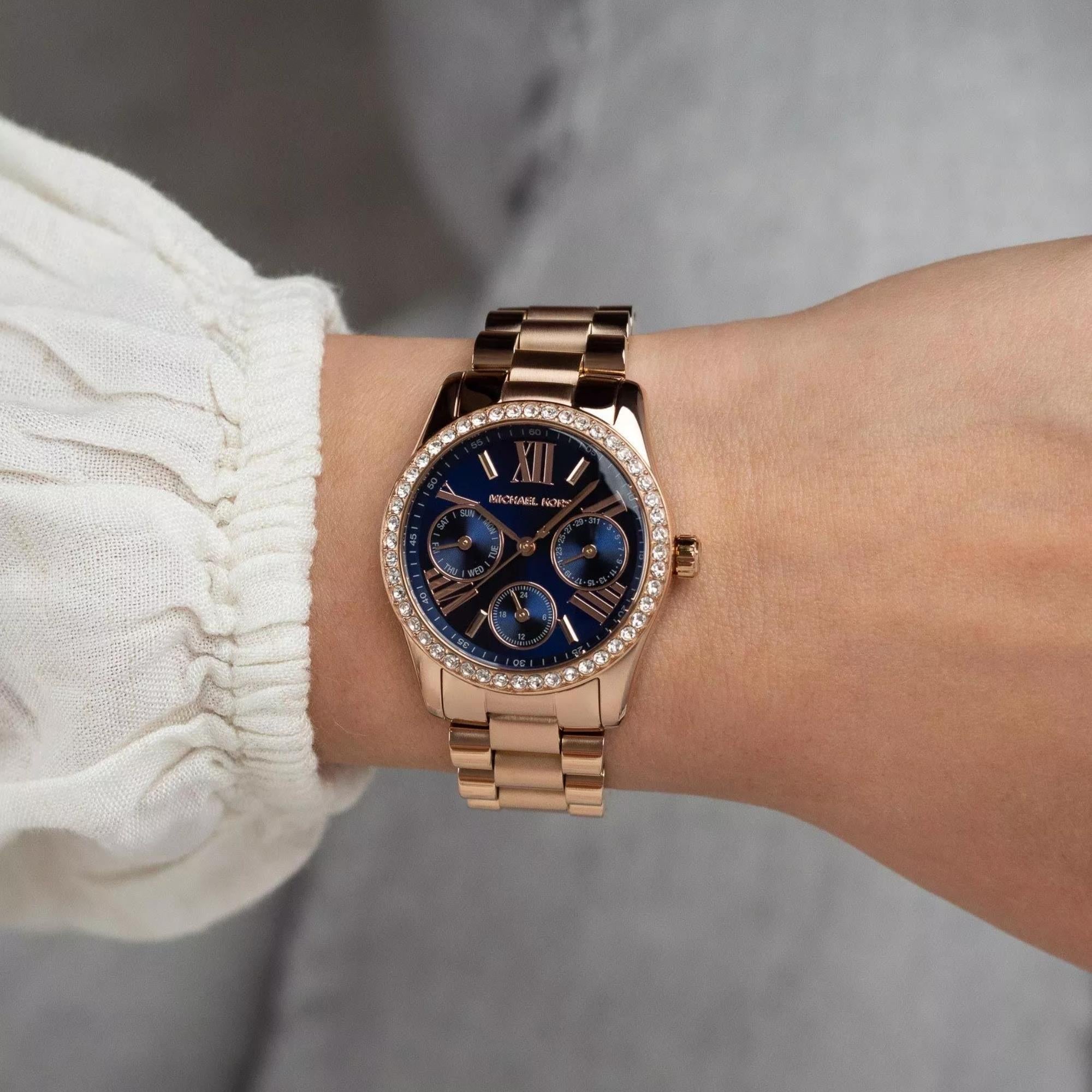 Michael Kors Lexington 33mm Chronograph Blue Dial Steel Ladies Quartz Watch MK4926