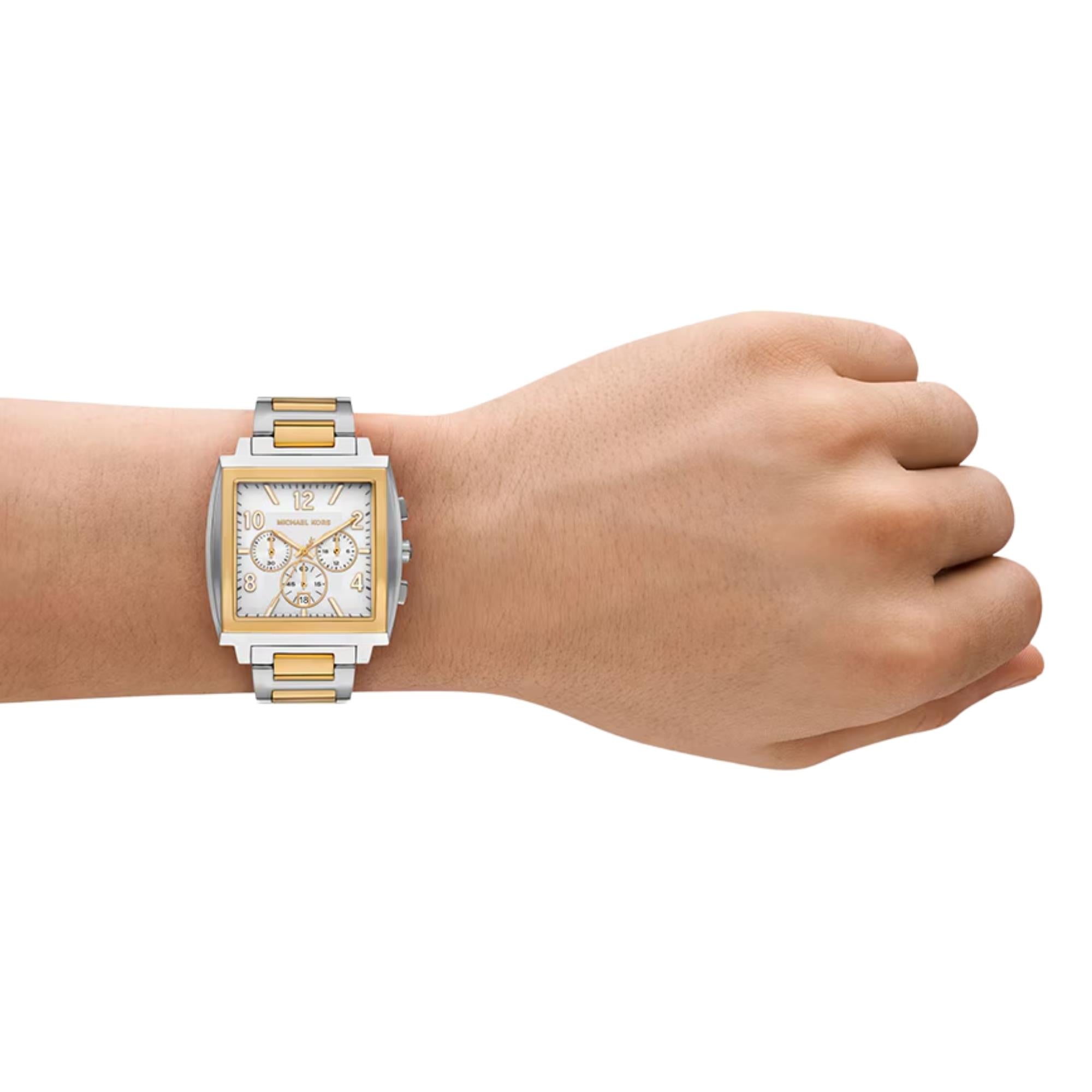 Michael Kors Rhys 40mm Chronograph White Dial Steel Mens Quartz Watch MK9240
