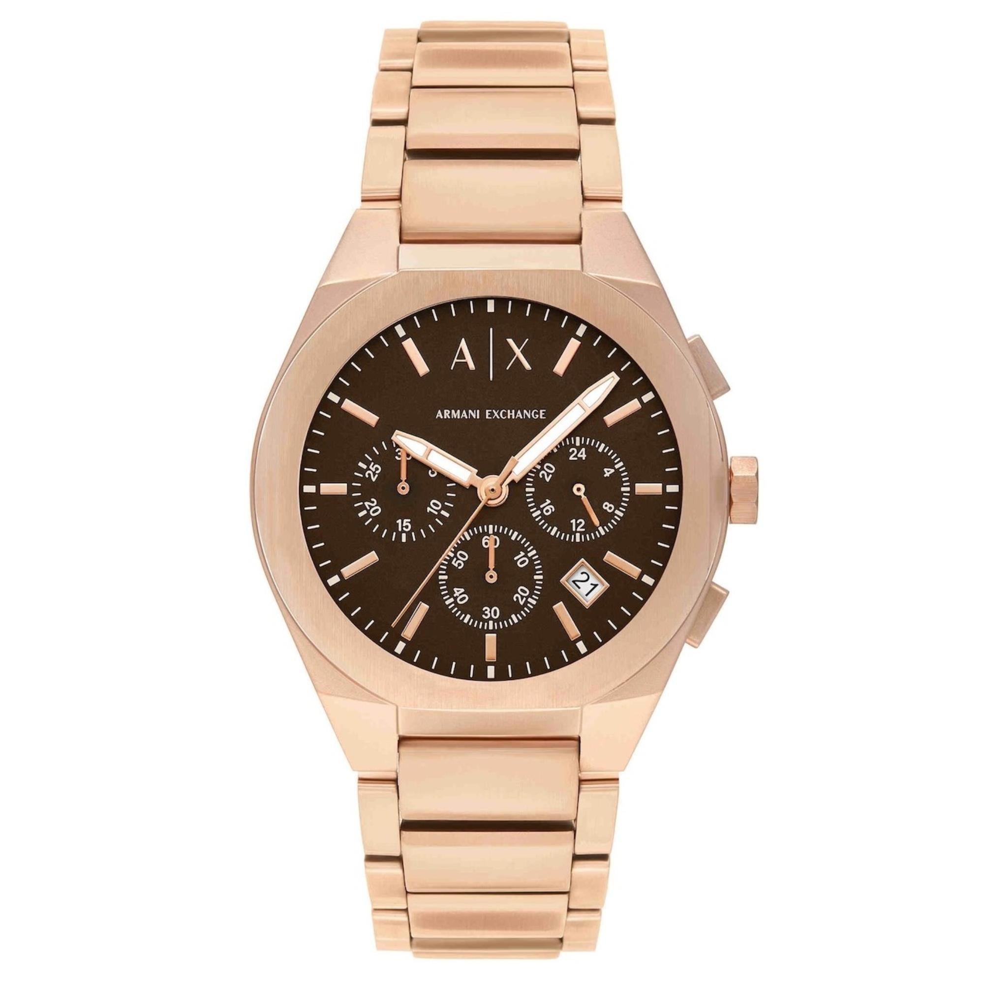 Armani Exchange Sync 42mm Chronograph Brown Dial Steel Mens Quartz Watch AX4188