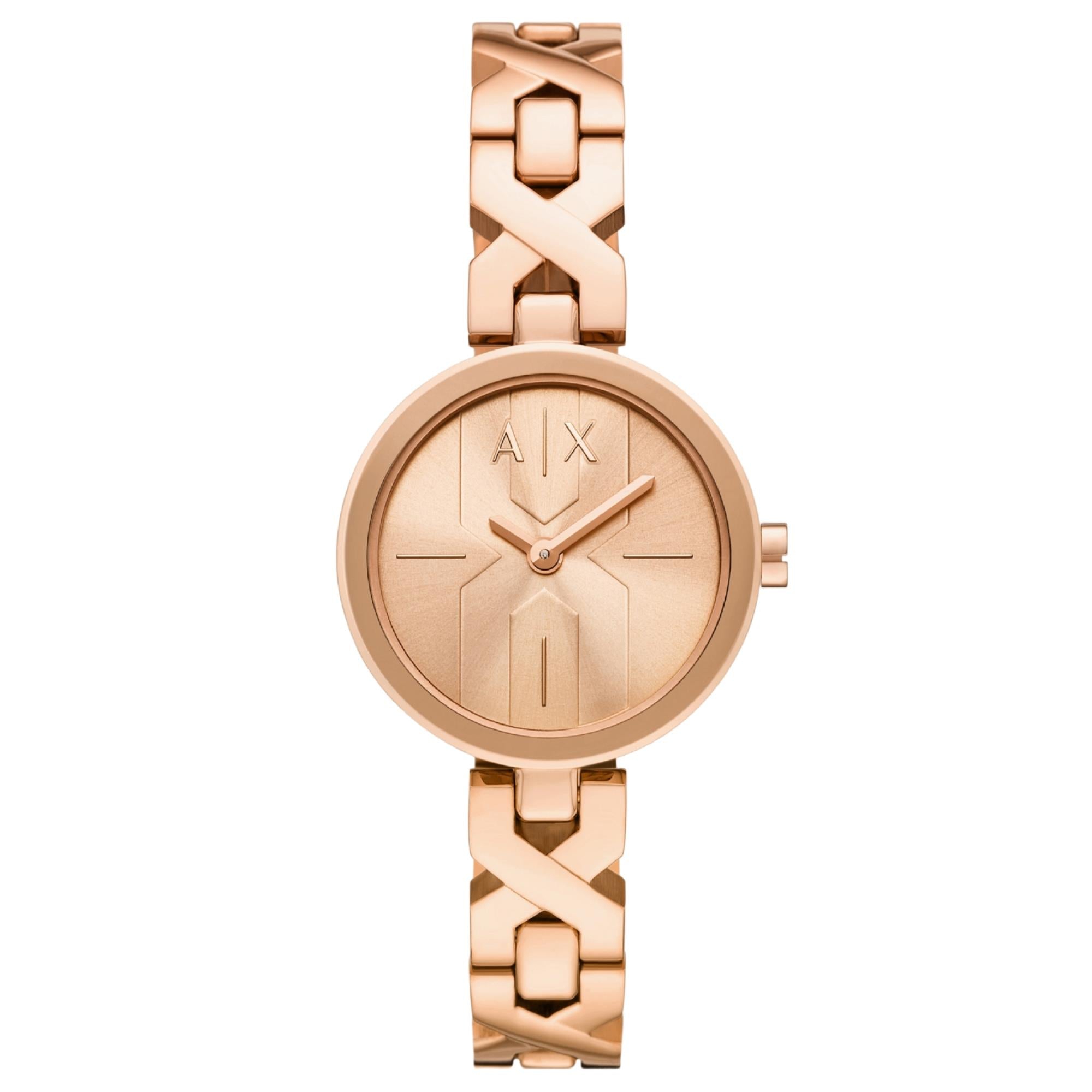 Armani Exchange Ava 27mm Rose Gold Dial Steel Ladies Quartz Watch AX5832