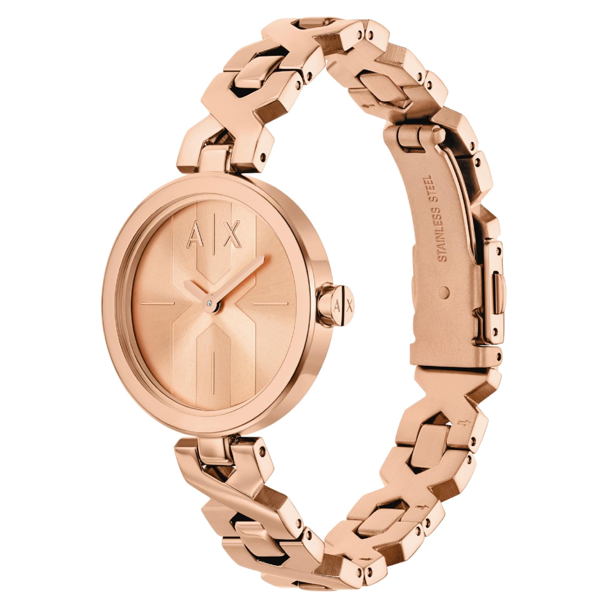 Armani Exchange Ava 27mm Rose Gold Dial Steel Ladies Quartz Watch AX5832