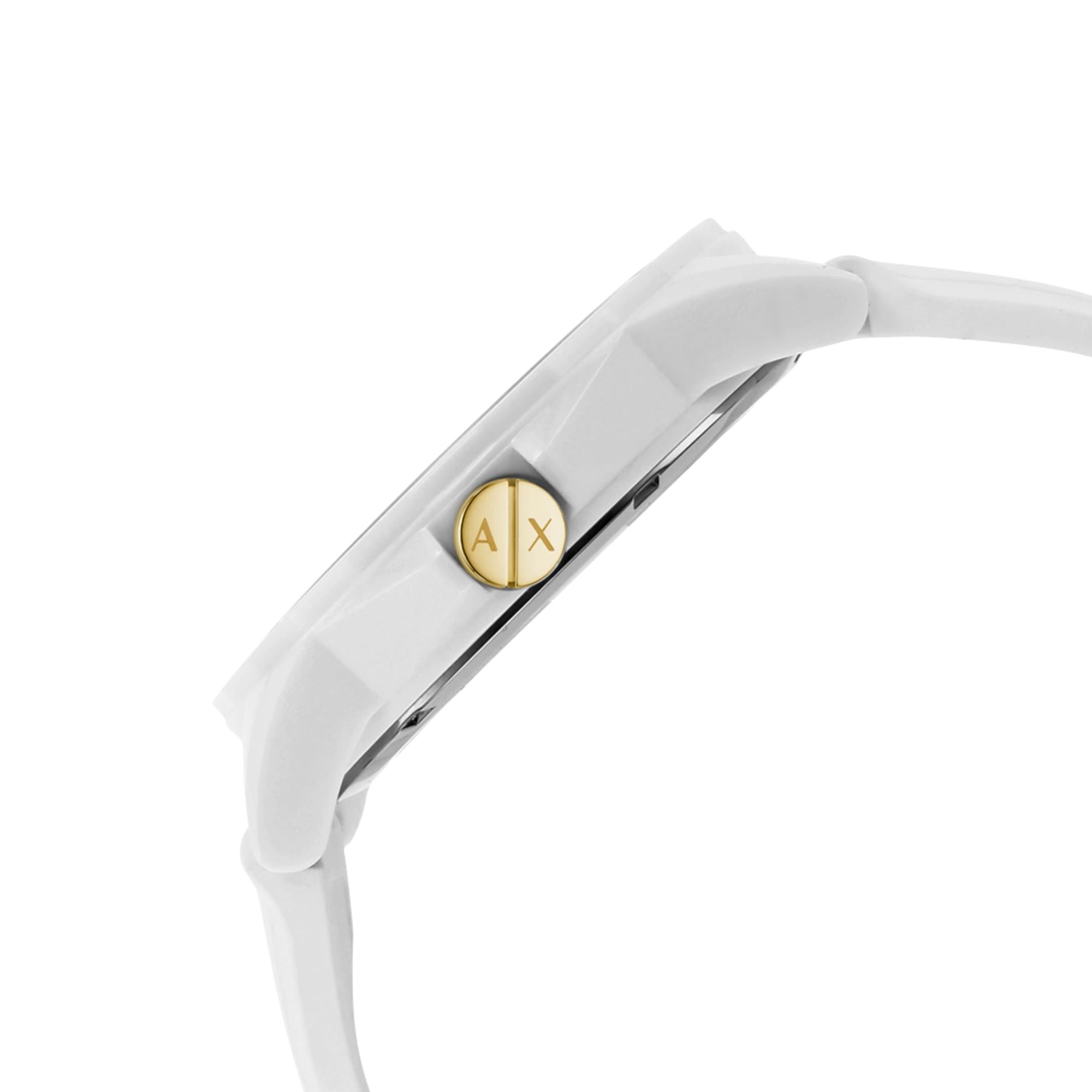 Armani Exchange Banks 40mm White Dial Silicone Ladies Quartz Watch AX7126