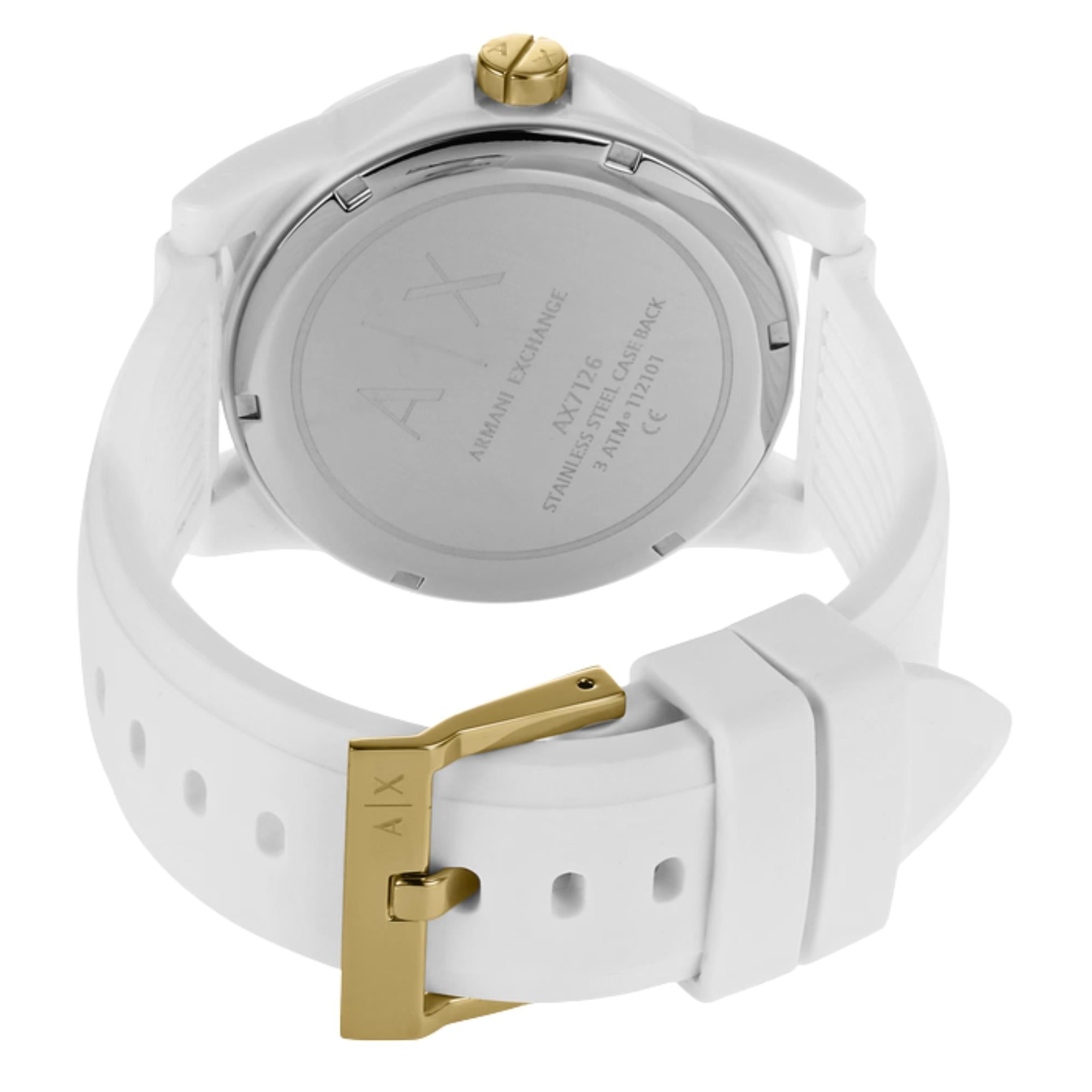 Armani Exchange Banks 40mm White Dial Silicone Ladies Quartz Watch AX7126