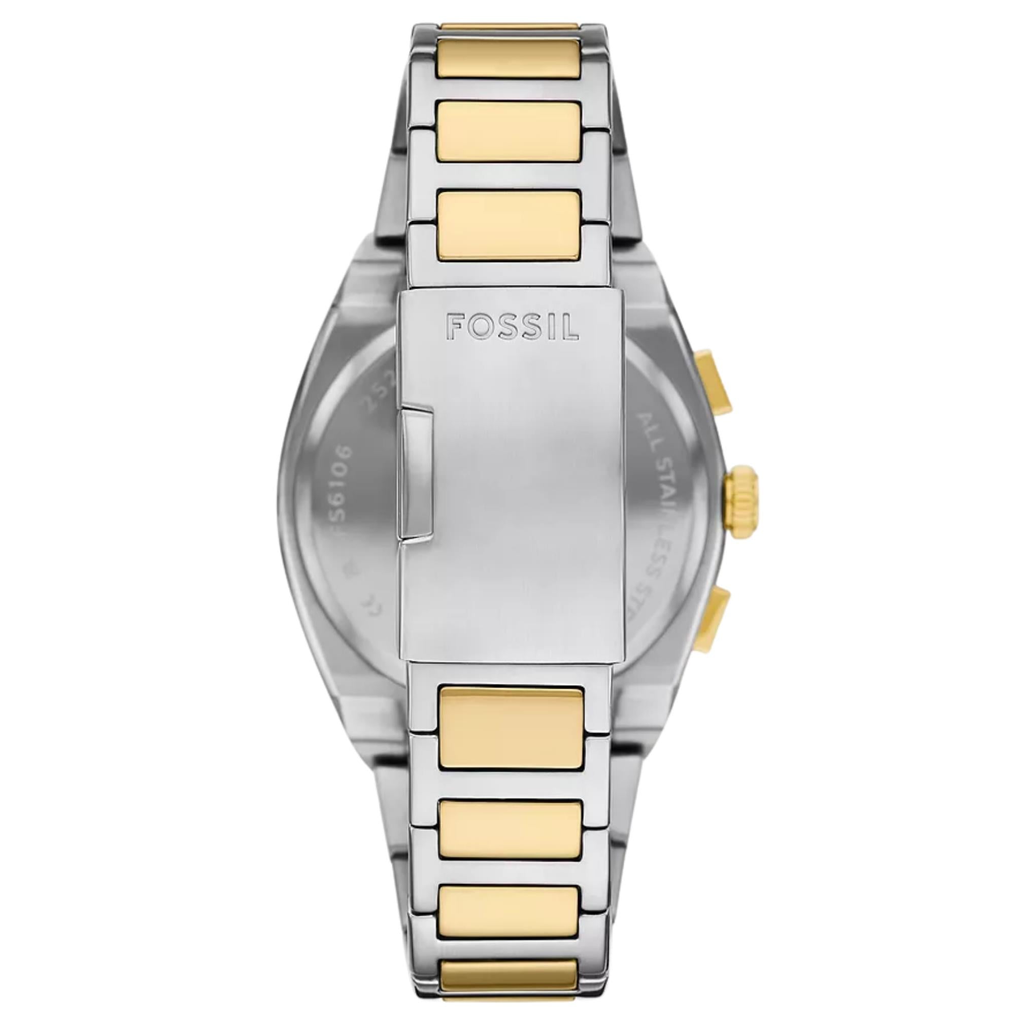 Fossil Everett 44mm Chronograph Green Dial Steel Mens Quartz Watch FS6106
