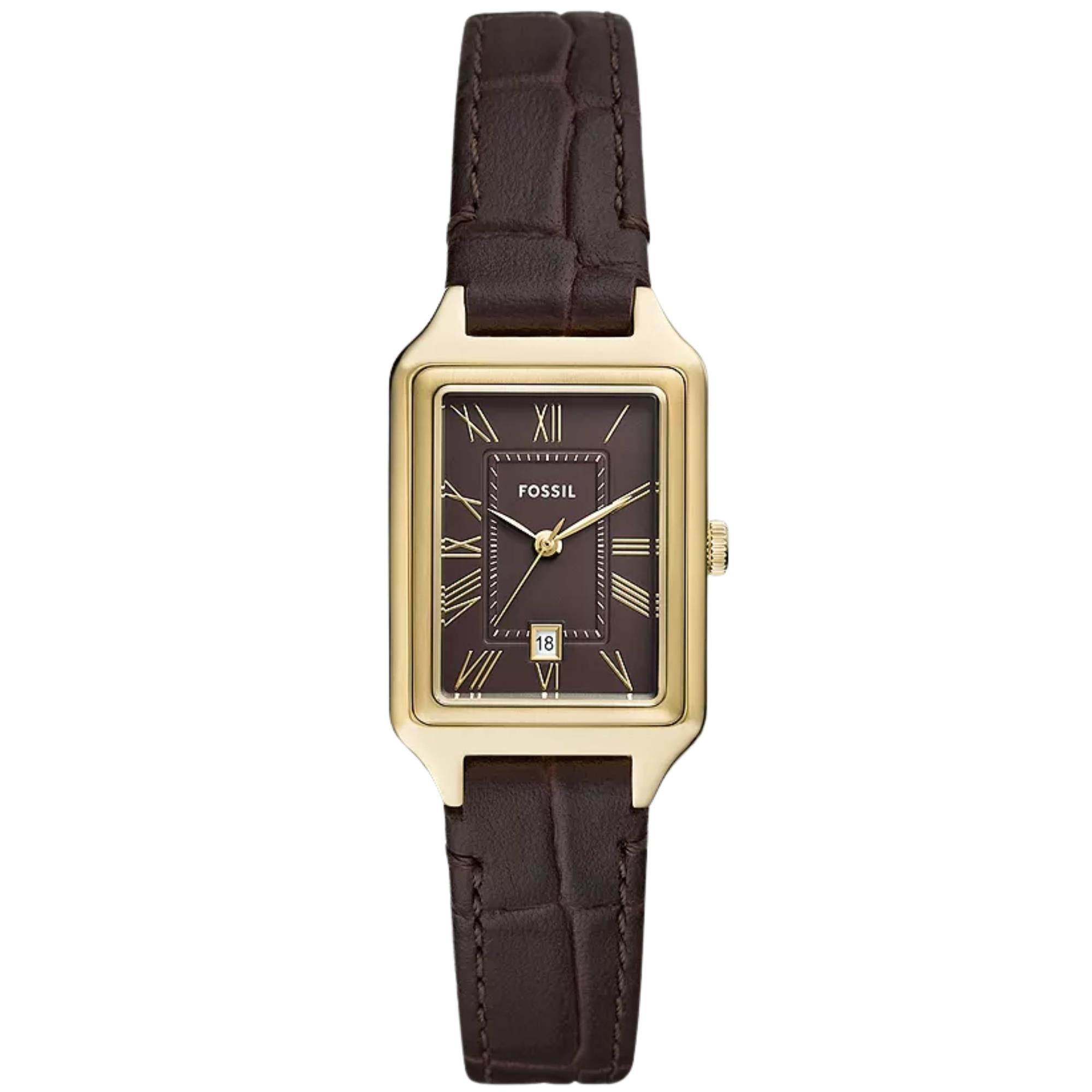 Fossil Raquel 23mm Brown Dial Leather Ladies Quartz Watch ES5367