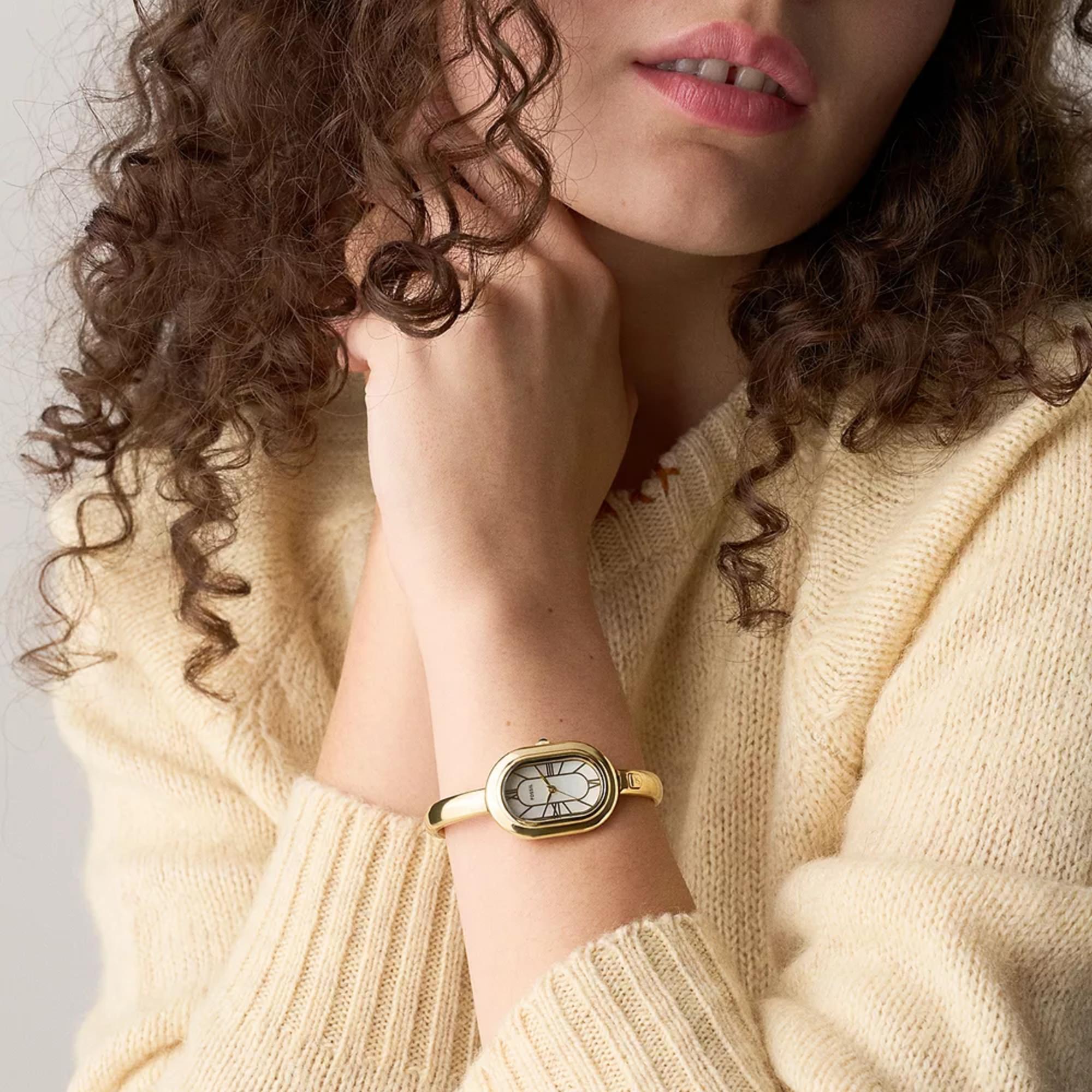 Fossil Sloan 25mm Mother of Pear Dial Steel Ladies Quartz Bangle Watch ES5444