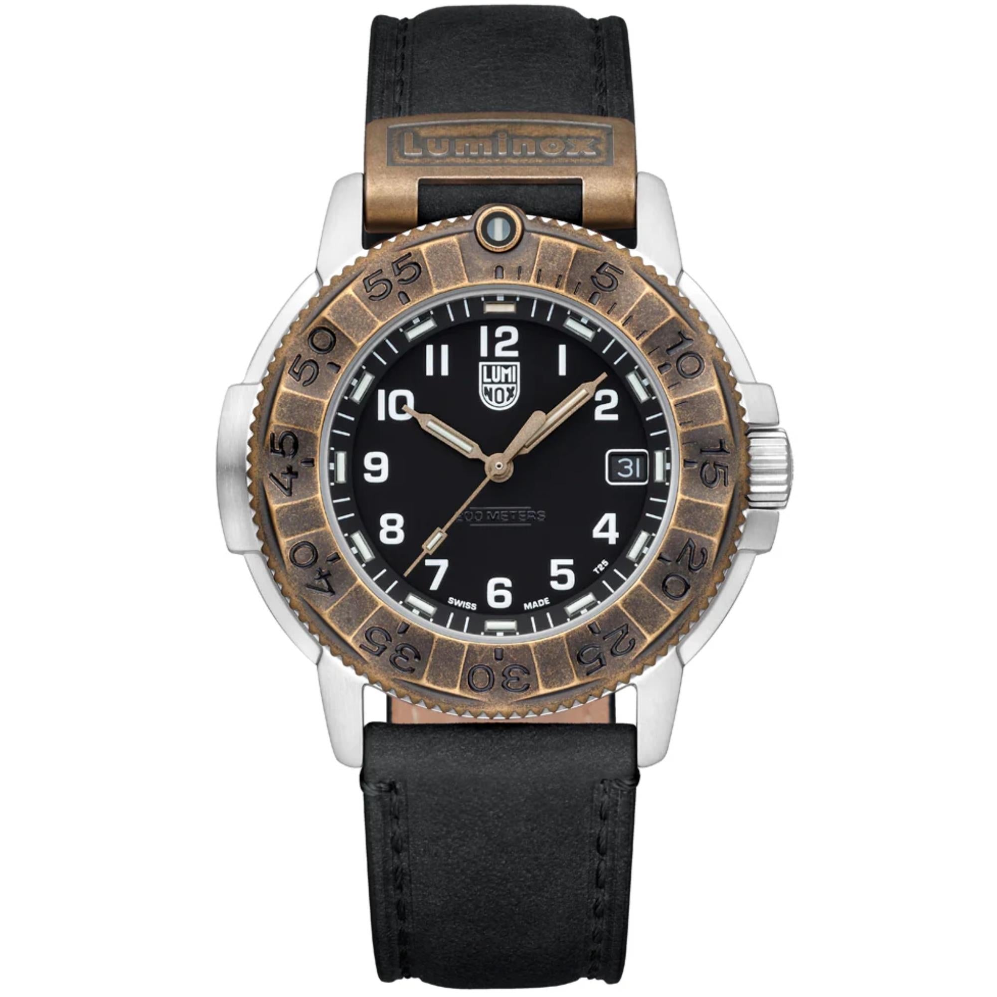 Luminox Adventure 43mm Black Dial Leather Mens Quartz Watch XL.1301