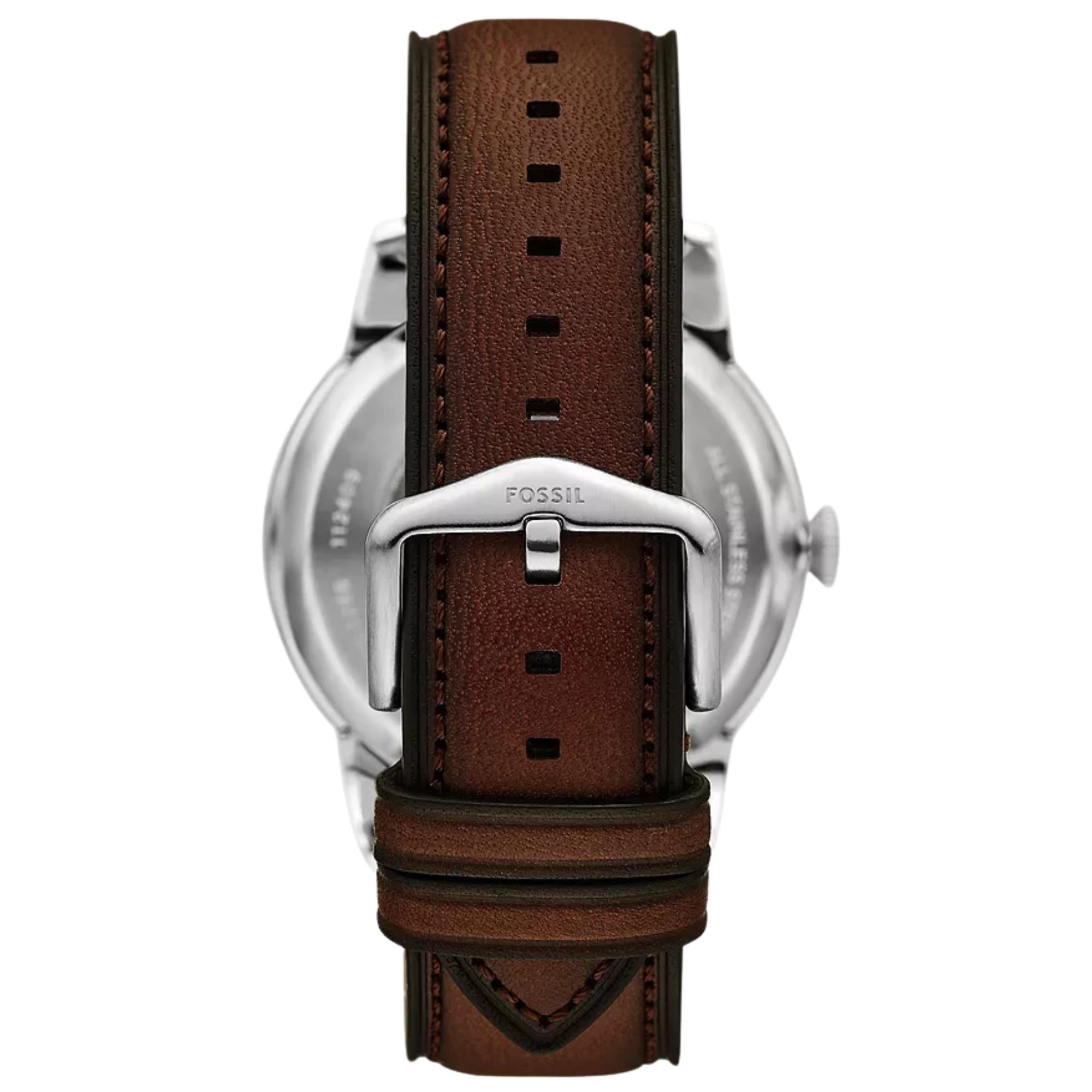 Fossil Townsman 44mm Open Heart Cream Dial Leather Mens Automatic Watch ME3266