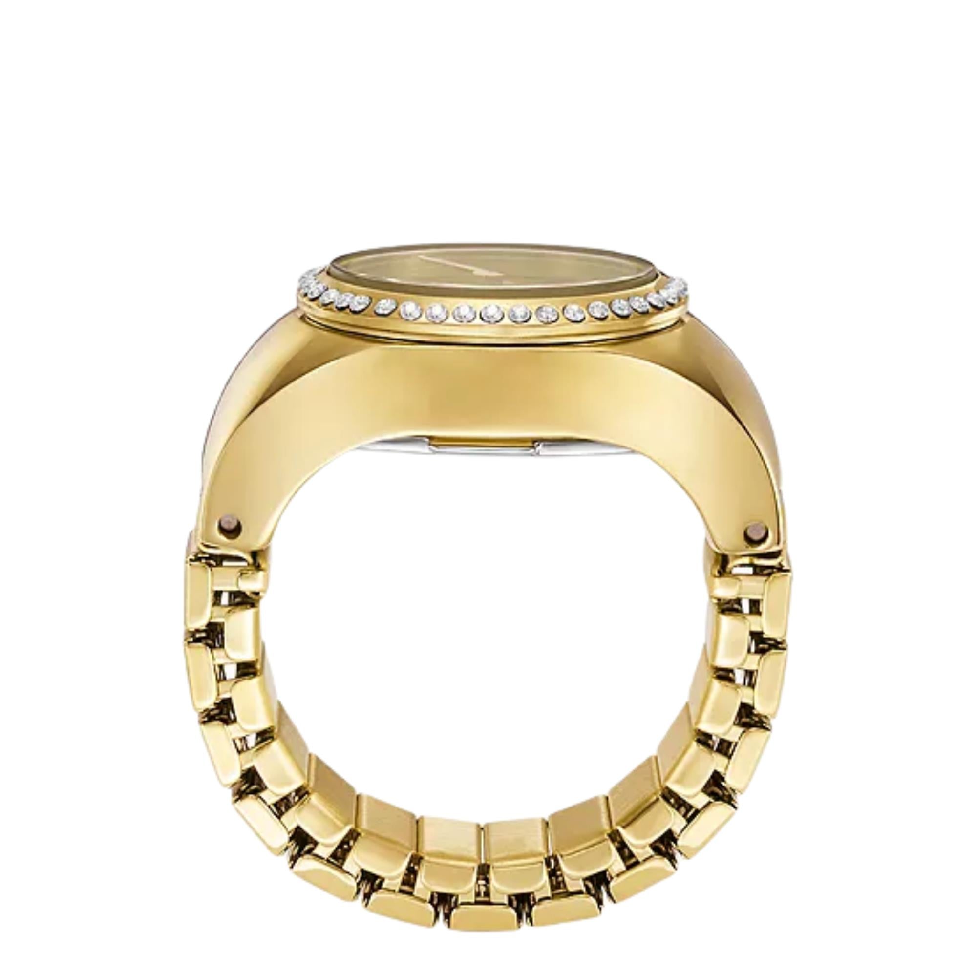 Fossil 15mm Gold Dial Steel Ladies Quartz Watch Ring ES5319