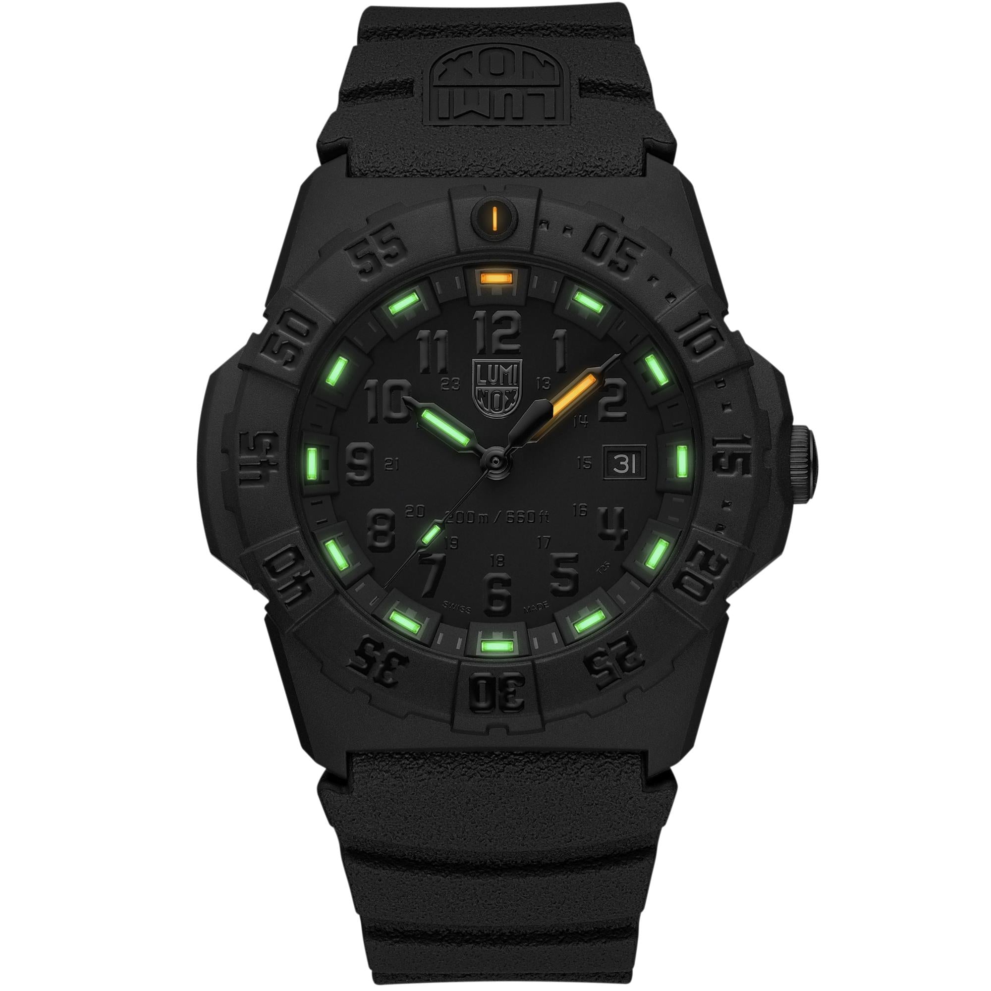 Luminox Navy SEAL 3550 Series 44mm Black Out Dial Rubber Mens Quartz Watch XS.3551.BO