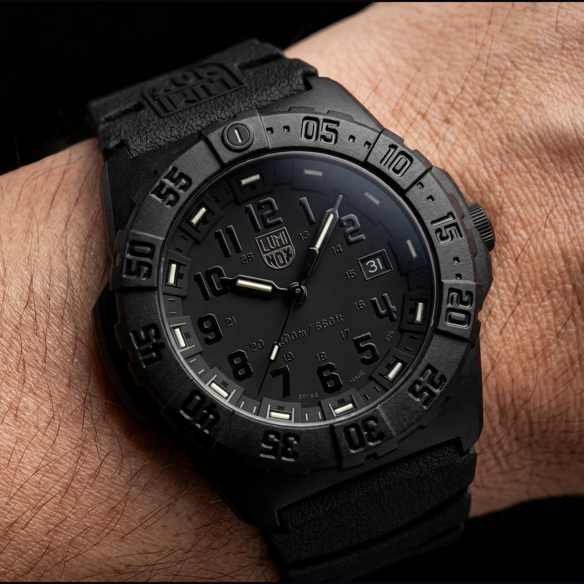 Luminox Navy SEAL 3550 Series 44mm Black Out Dial Rubber Mens Quartz Watch XS.3551.BO