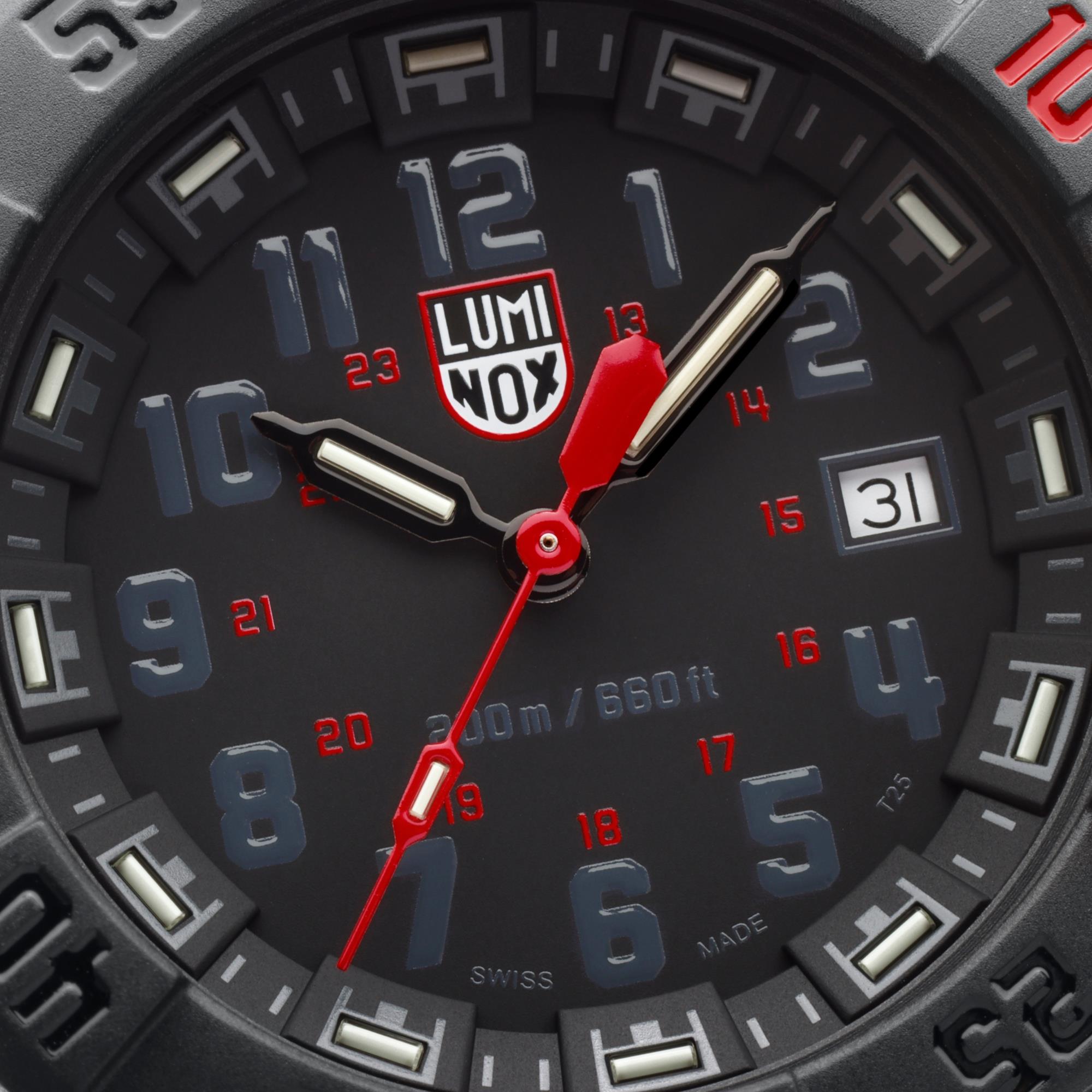 Luminox Navy SEAL 3550 Series 44mm Black and Red Dial Rubber Mens Quartz Watch XS.3565