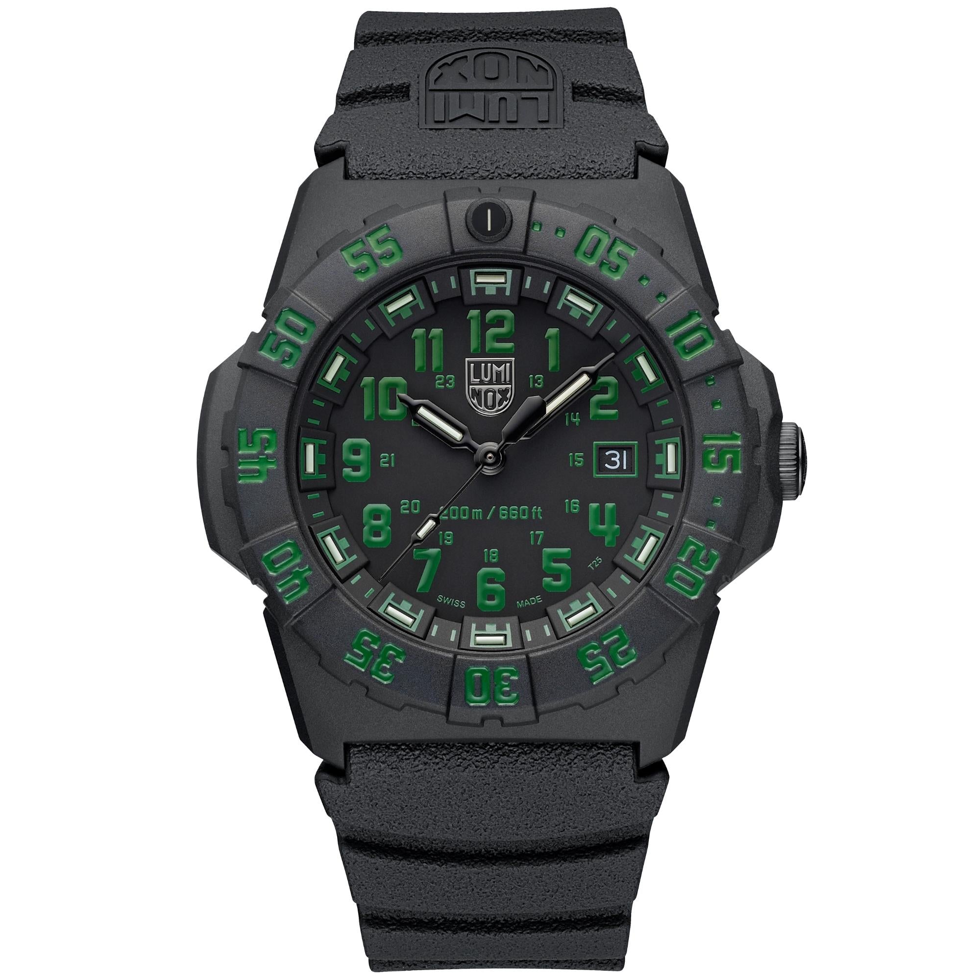 Luminox Navy SEAL 3550 Series 44mm Black and Green Dial Rubber Mens Quartz Watch XS.3567