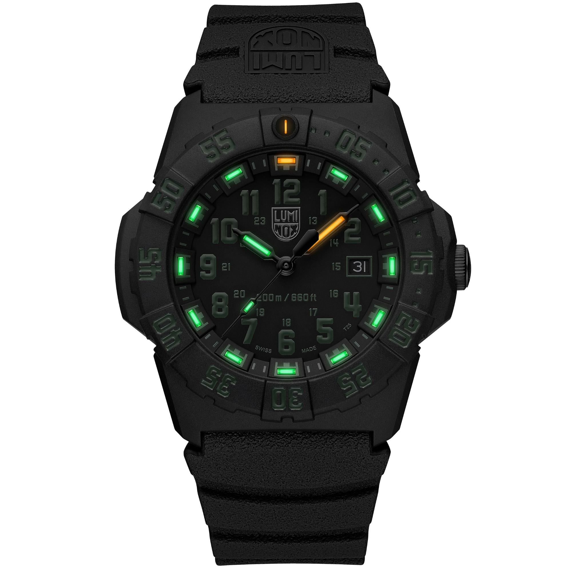Luminox Navy SEAL 3550 Series 44mm Black and Green Dial Rubber Mens Quartz Watch XS.3567