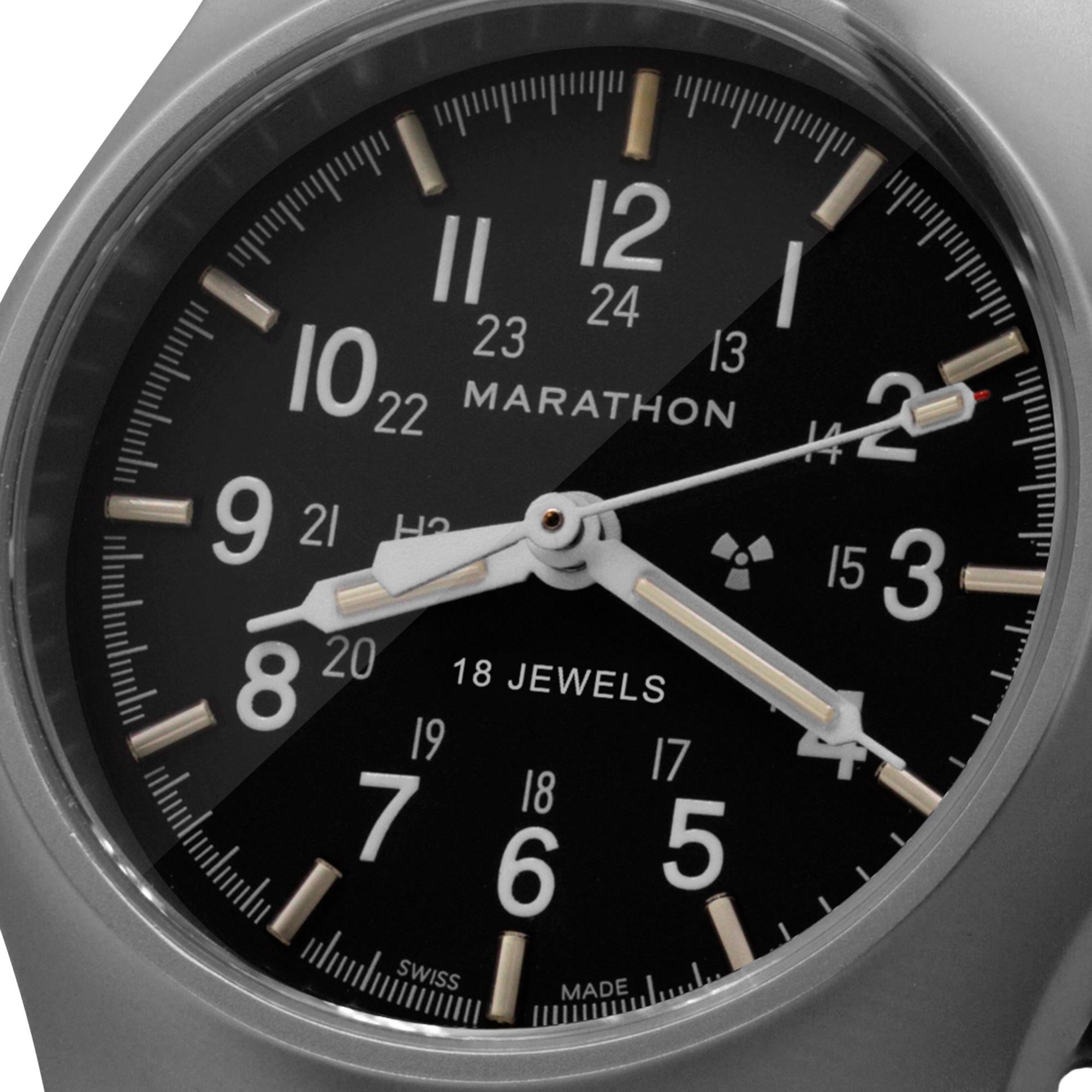 Marathon General Purpose Field 36mm Black Dial Nylon Mens Quartz Watch WW194003SS-0108
