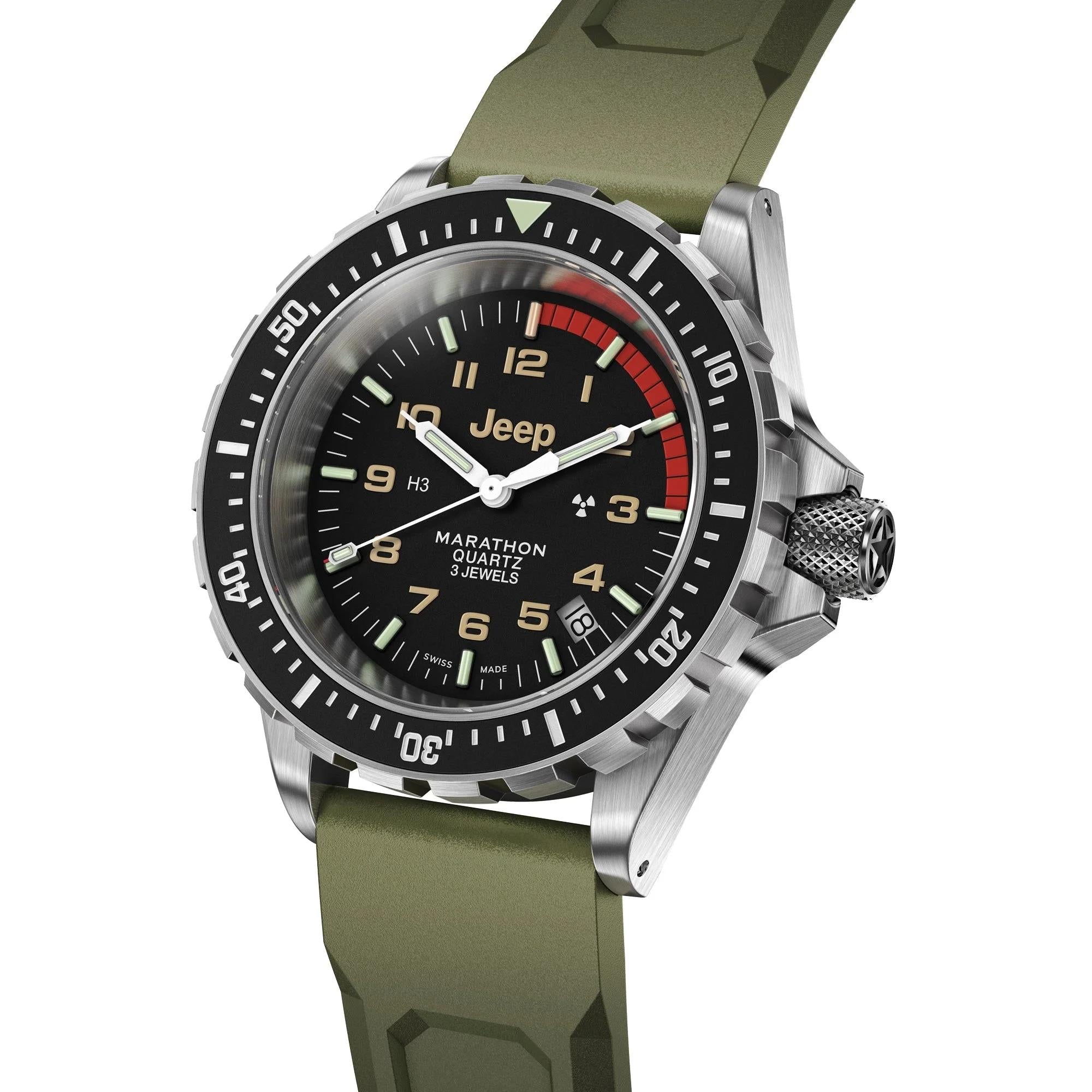 Marathon Jeep® Rubicon TSAR® 41mm Black Dial Rubber Mens Quartz Watch WW194007SS-4101