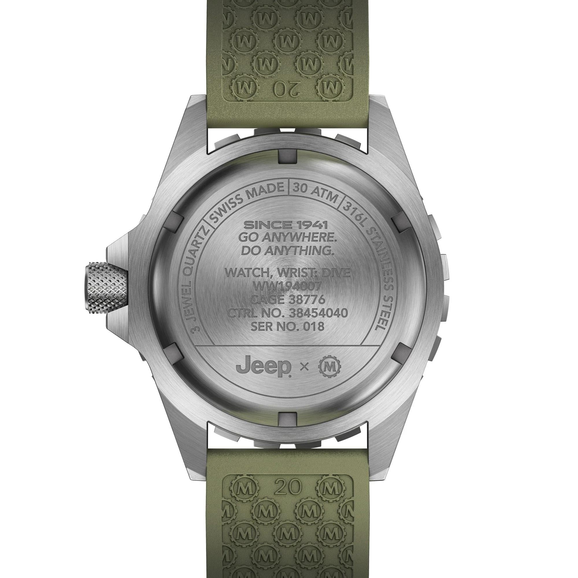Marathon Jeep® Rubicon TSAR® 41mm Black Dial Rubber Mens Quartz Watch WW194007SS-4101
