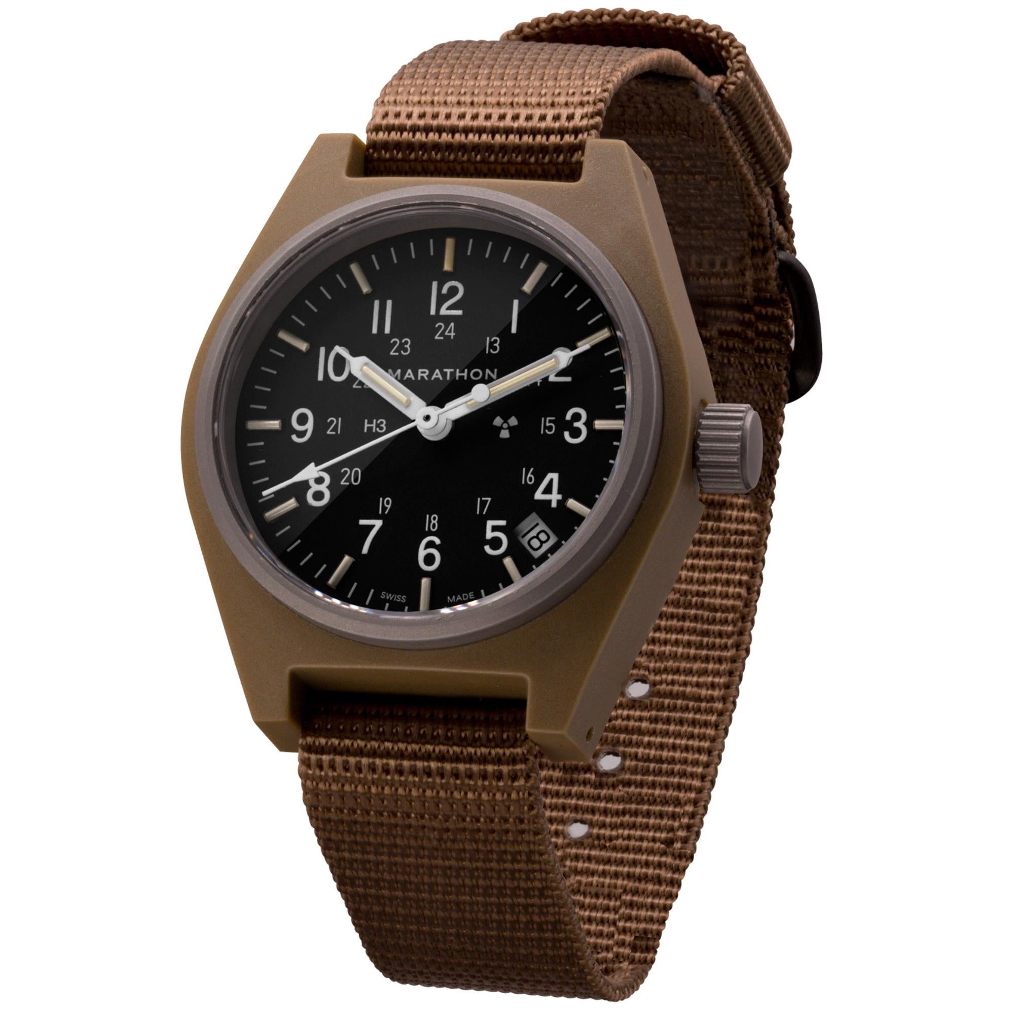 Marathon General Purpose Field 34mm Black Dial Nylon Mens Quartz Watch WW194015DT-0103