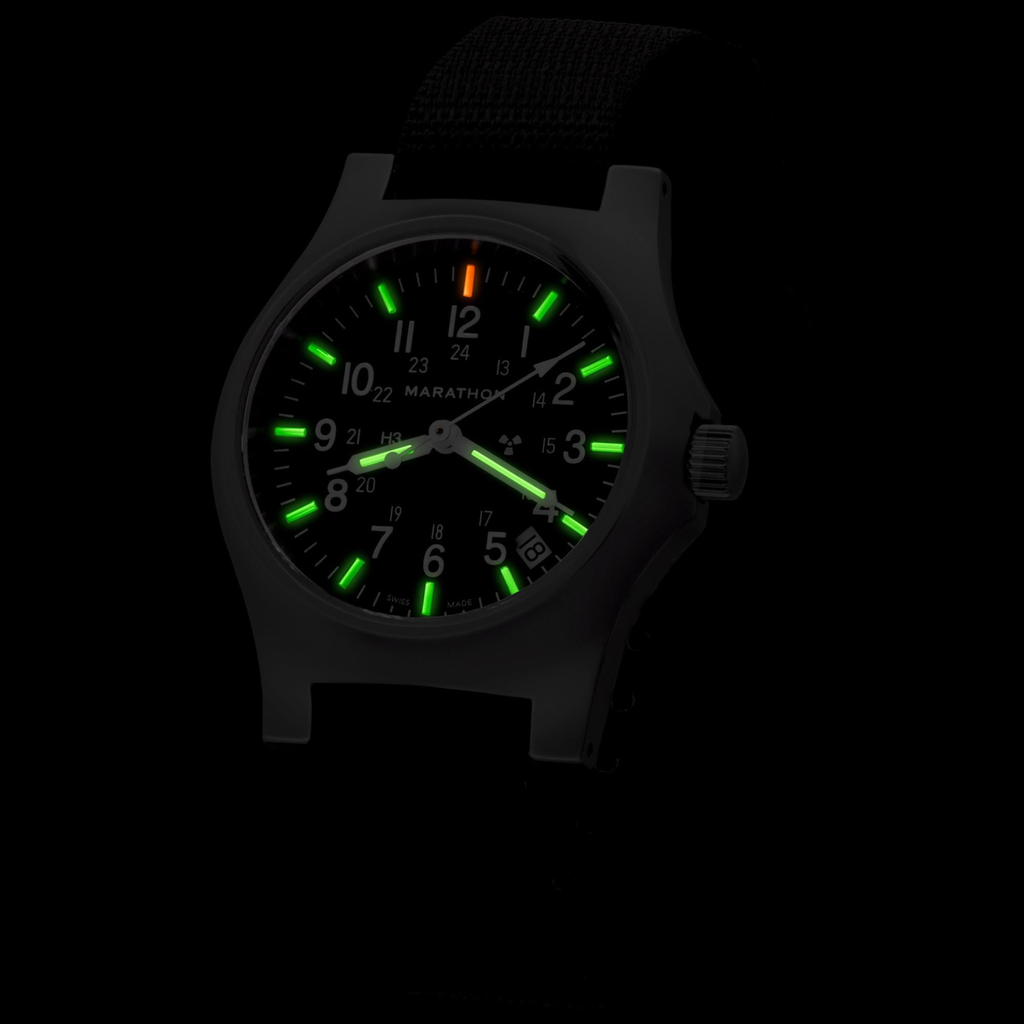 Marathon General Purpose Field 36mm Black Dial Nylon Mens Quartz Watch WW194015SS-0101
