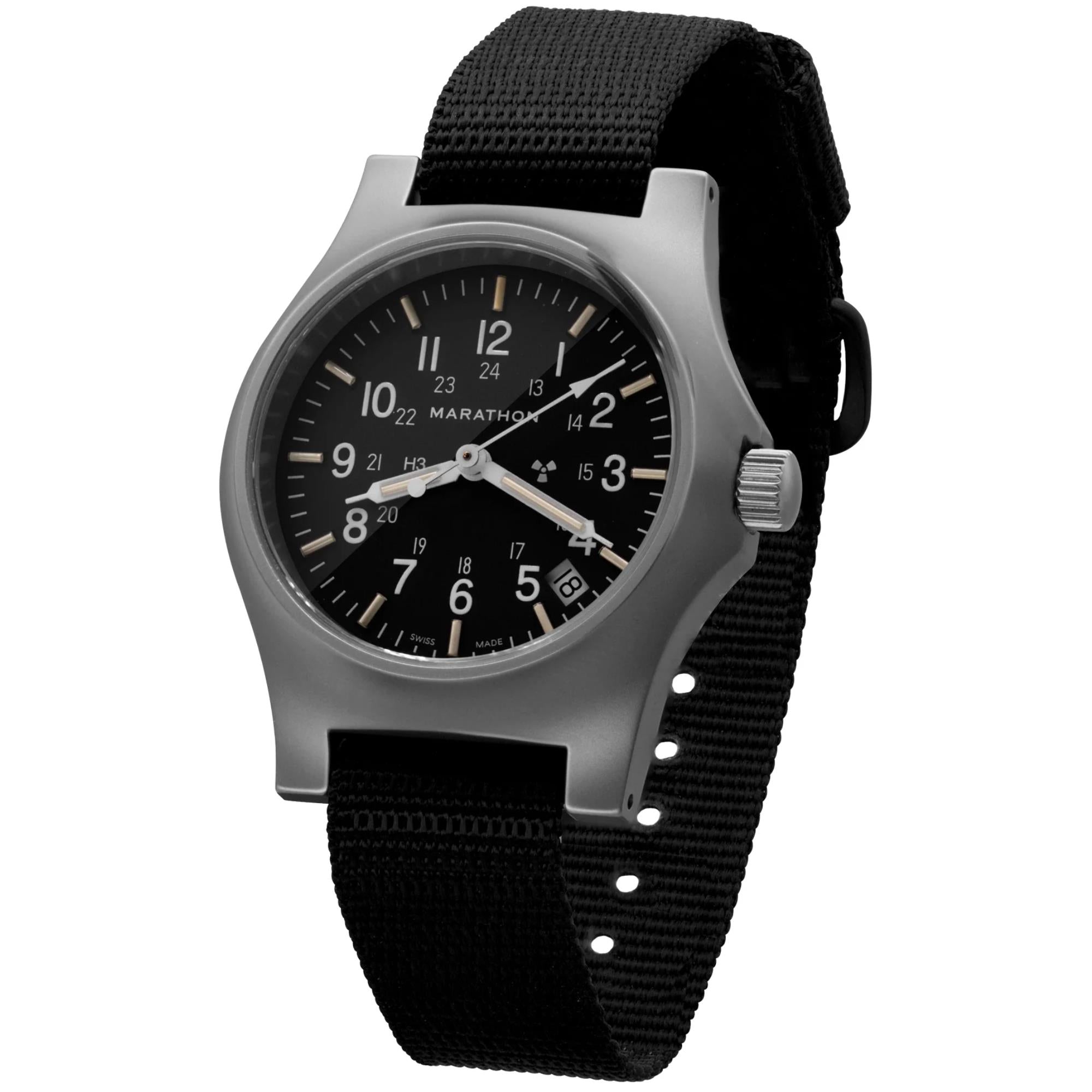 Marathon General Purpose Field 36mm Black Dial Nylon Mens Quartz Watch WW194015SS-0108