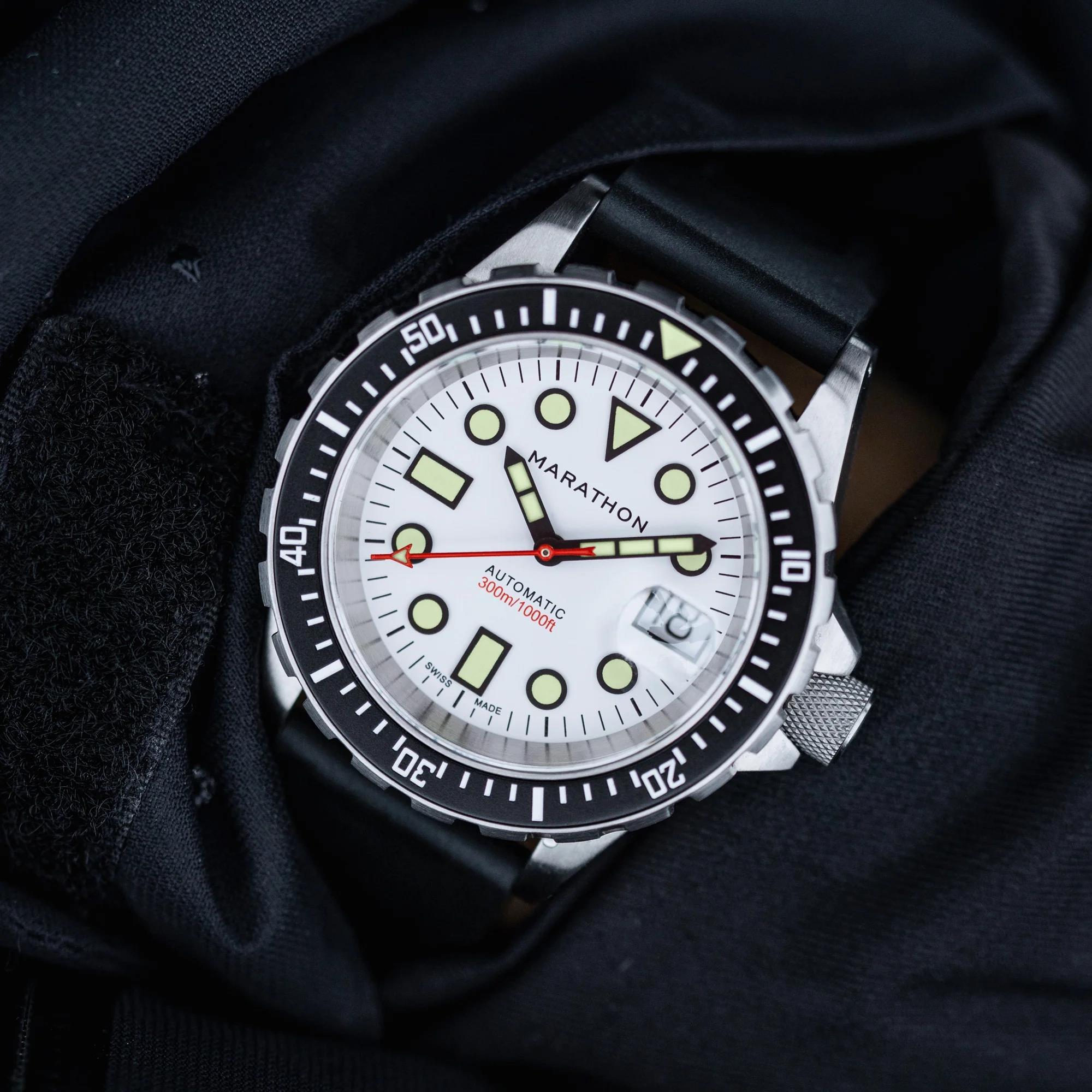 Marathon OSAR-D Arctic Original 41mm White Dial Rubber Mens Automatic Watch WW194006SS-2530