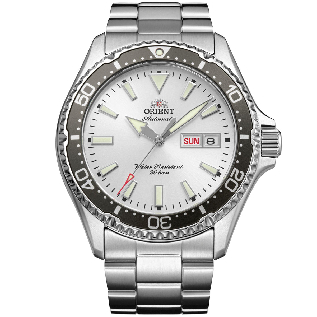 Orient Mako Kamasu 42mm White Dial Steel Mens Watch RA-AA0825S39B