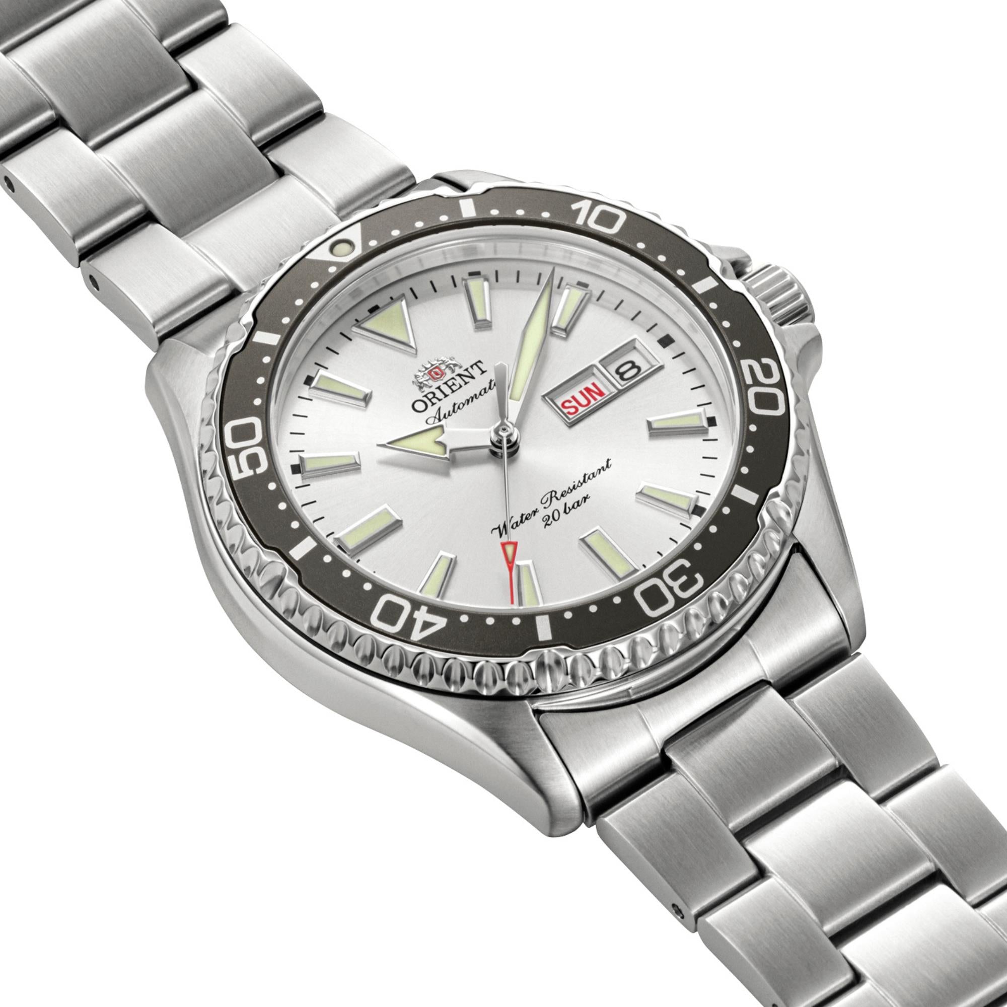 Orient Mako 'Kamasu' 42mm White Dial Steel Mens Automatic Watch RA-AA0825S39B