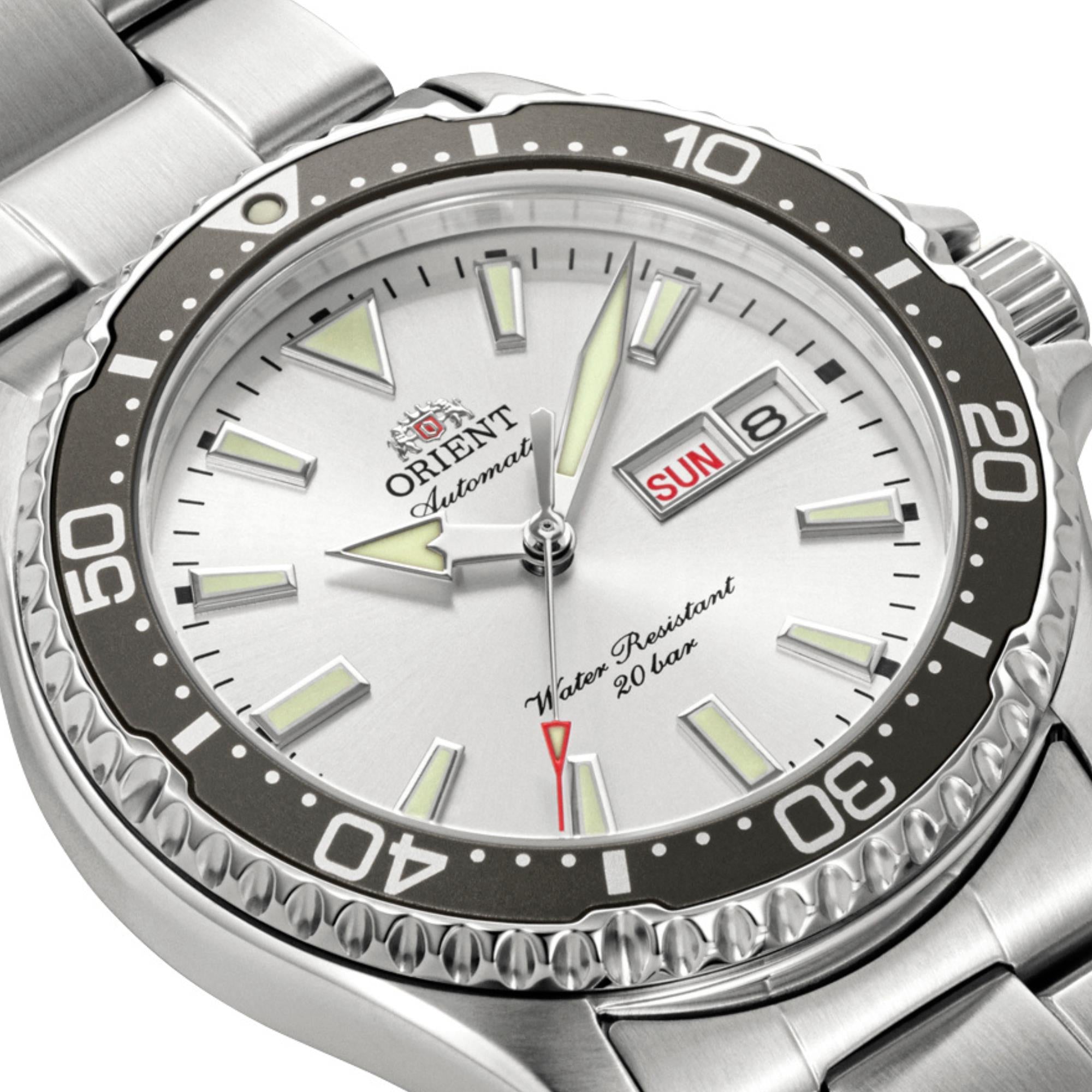 Orient Mako 'Kamasu' 42mm White Dial Steel Mens Automatic Watch RA-AA0825S39B
