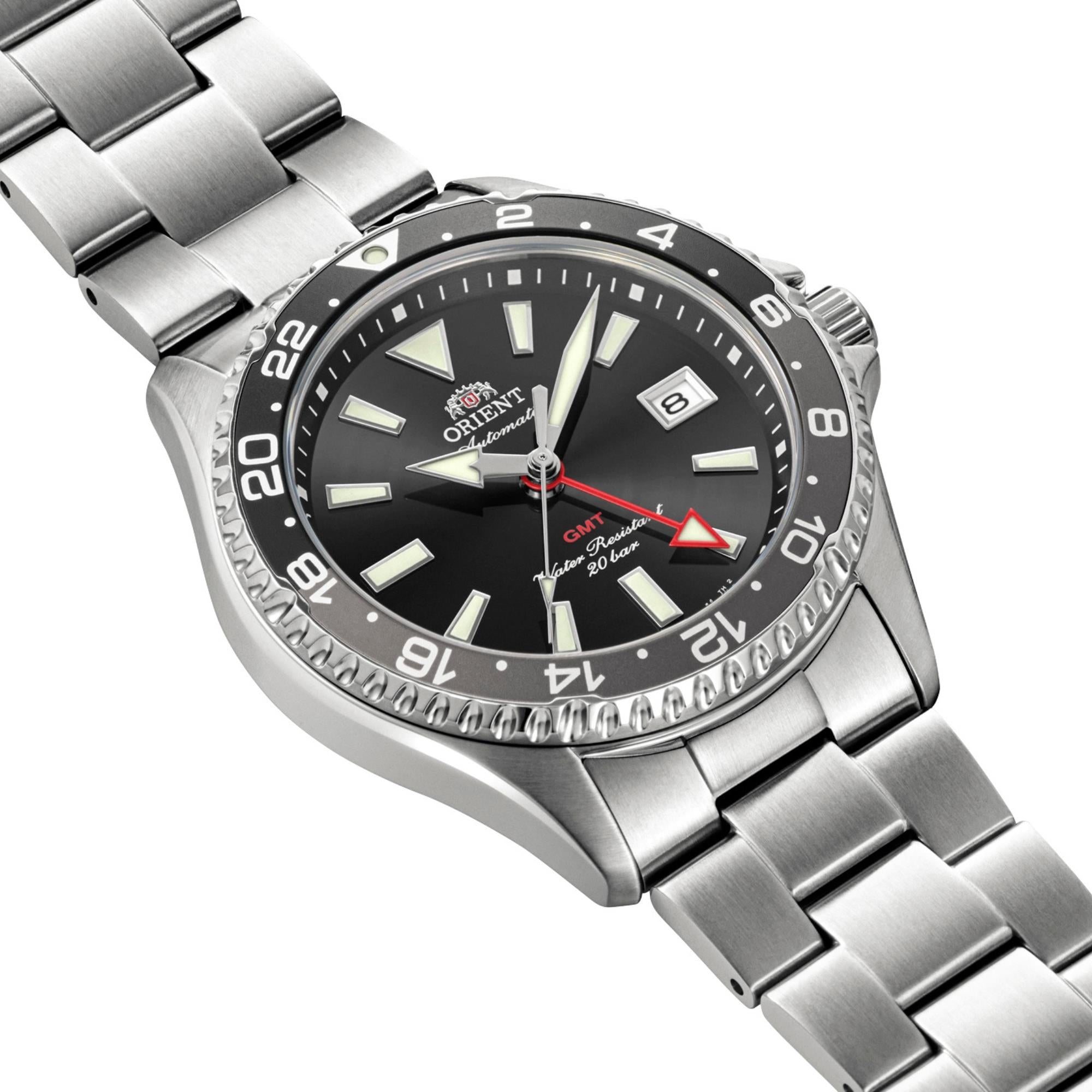 Orient Mako GMT 43mm Black Dial Steel Mens Automatic Watch RA-BC0001B30B