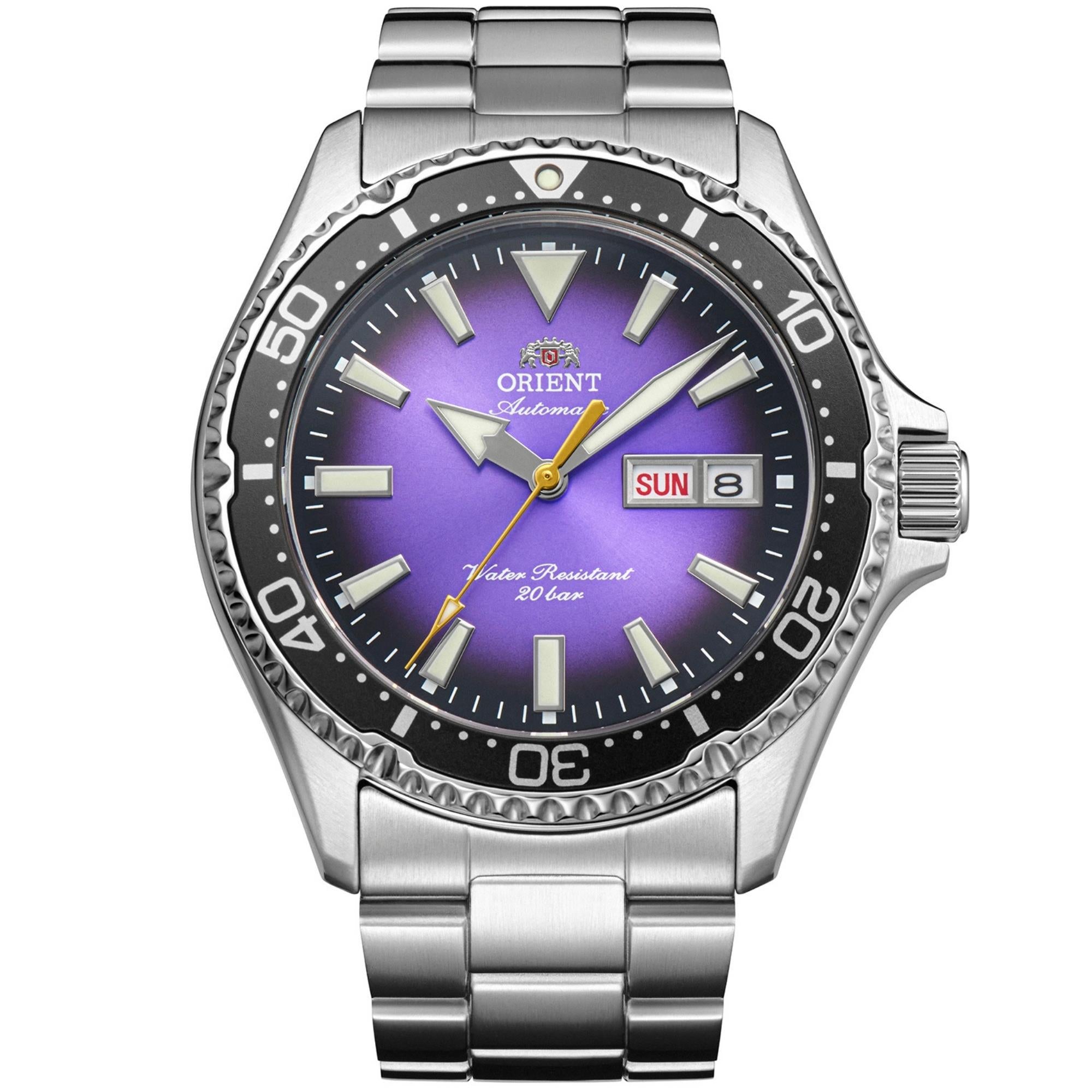 Orient Mako 'Kamasu' 42mm Limited Release Purple Dial Steel Mens Automatic Watch RA-AA0827V39B