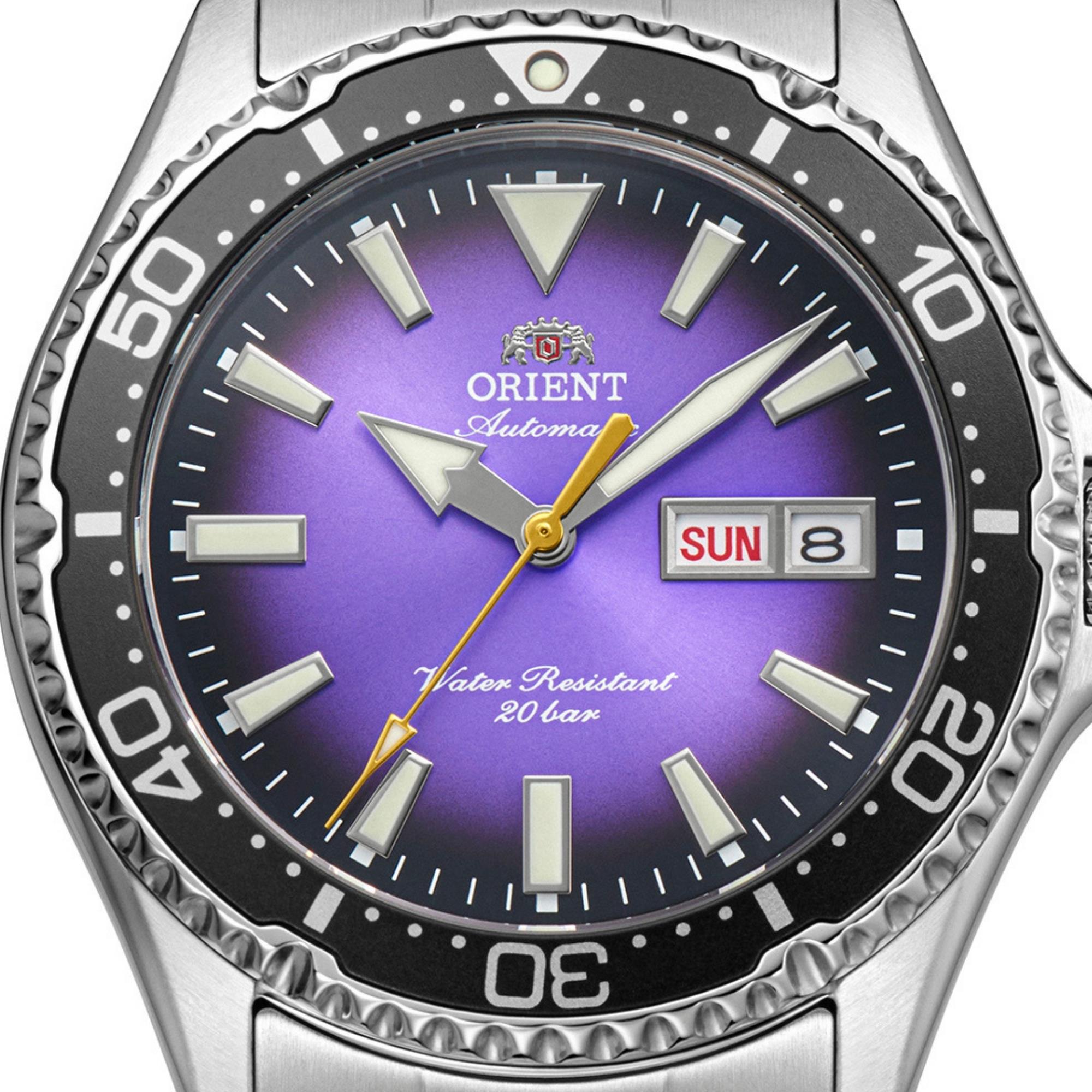Orient Mako 'Kamasu' 42mm Limited Release Purple Dial Steel Mens Automatic Watch RA-AA0827V39B