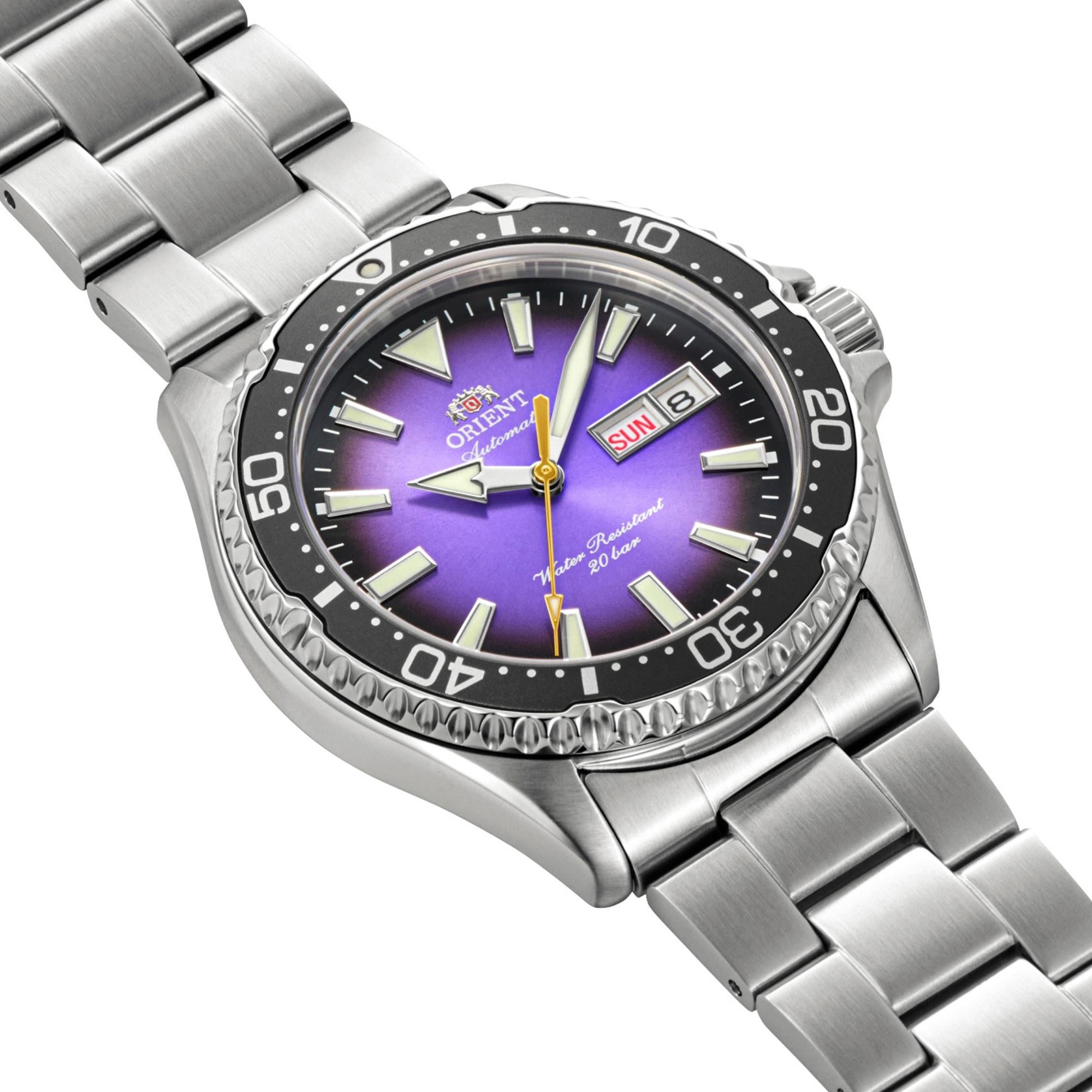Orient Mako 'Kamasu' 42mm Limited Release Purple Dial Steel Mens Automatic Watch RA-AA0827V39B