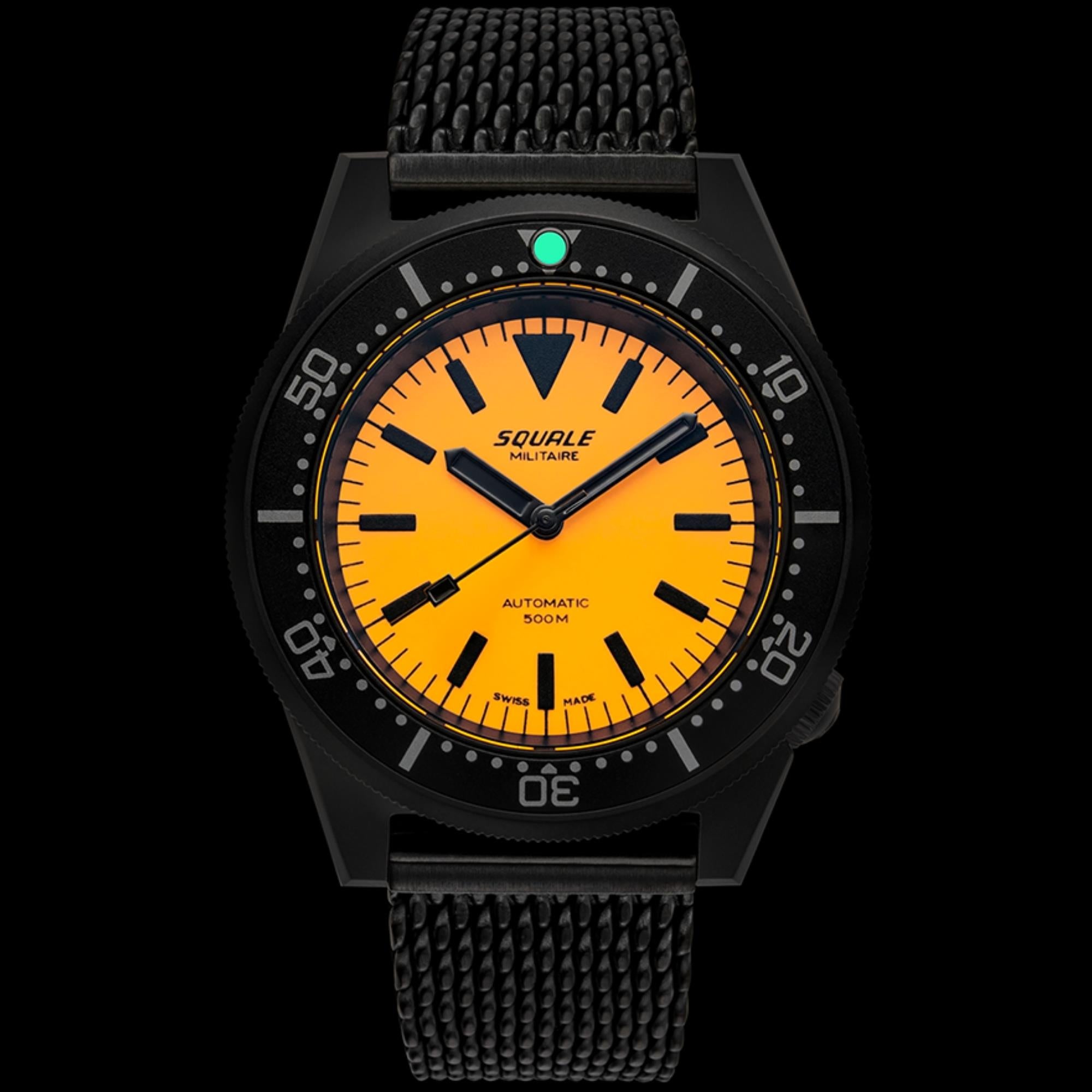 Squale 1521 42mm Orange Dial Steel Mens Automatic Watch 1521DLCFOR.MEPVD20