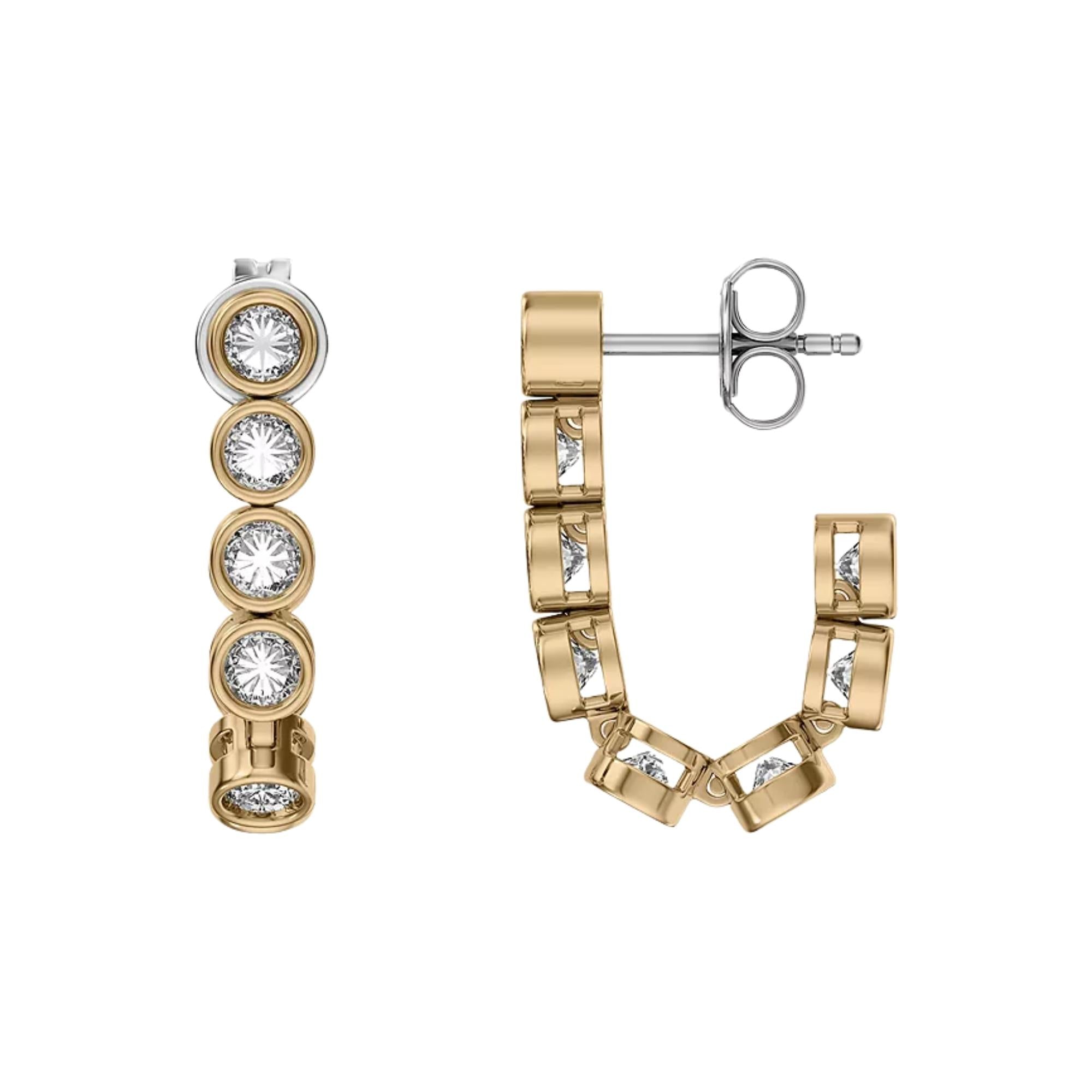 Skagen Moderne Glitz Gold J-Hoop Ladies Earrings SKJ5023710