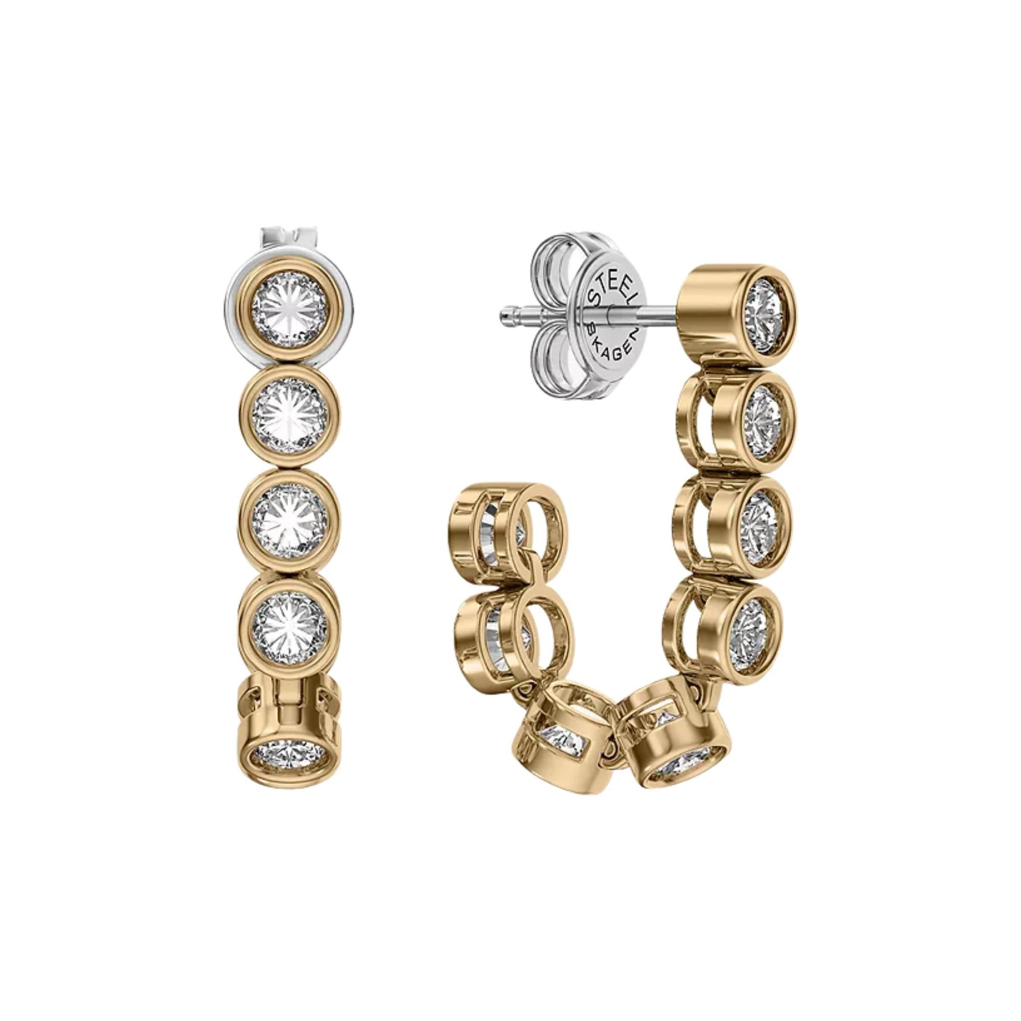 Skagen Moderne Glitz Gold J-Hoop Ladies Earrings SKJ5023710