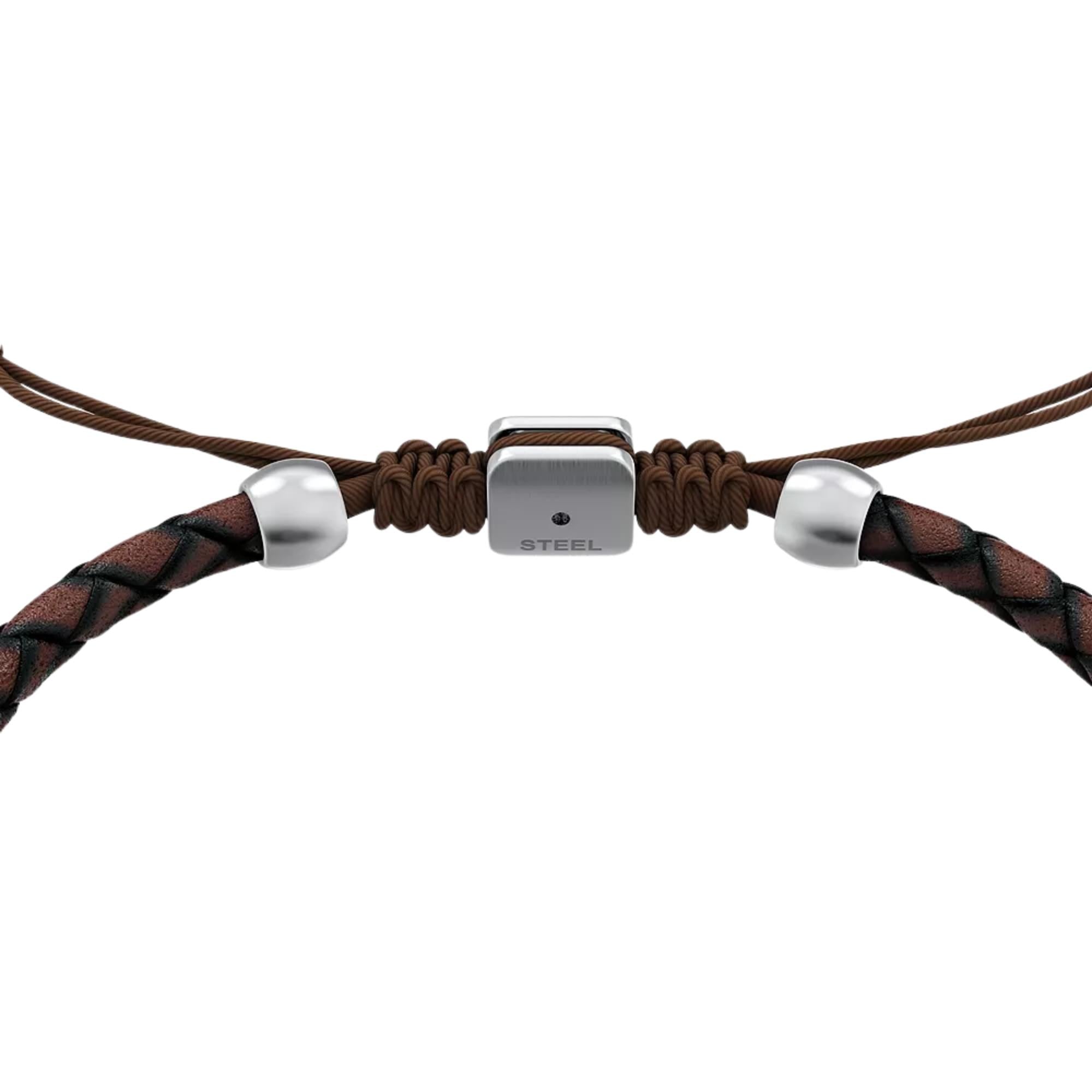 Fossil Machine Rondelles Brown Leather Station Mens Bracelet JF05009998