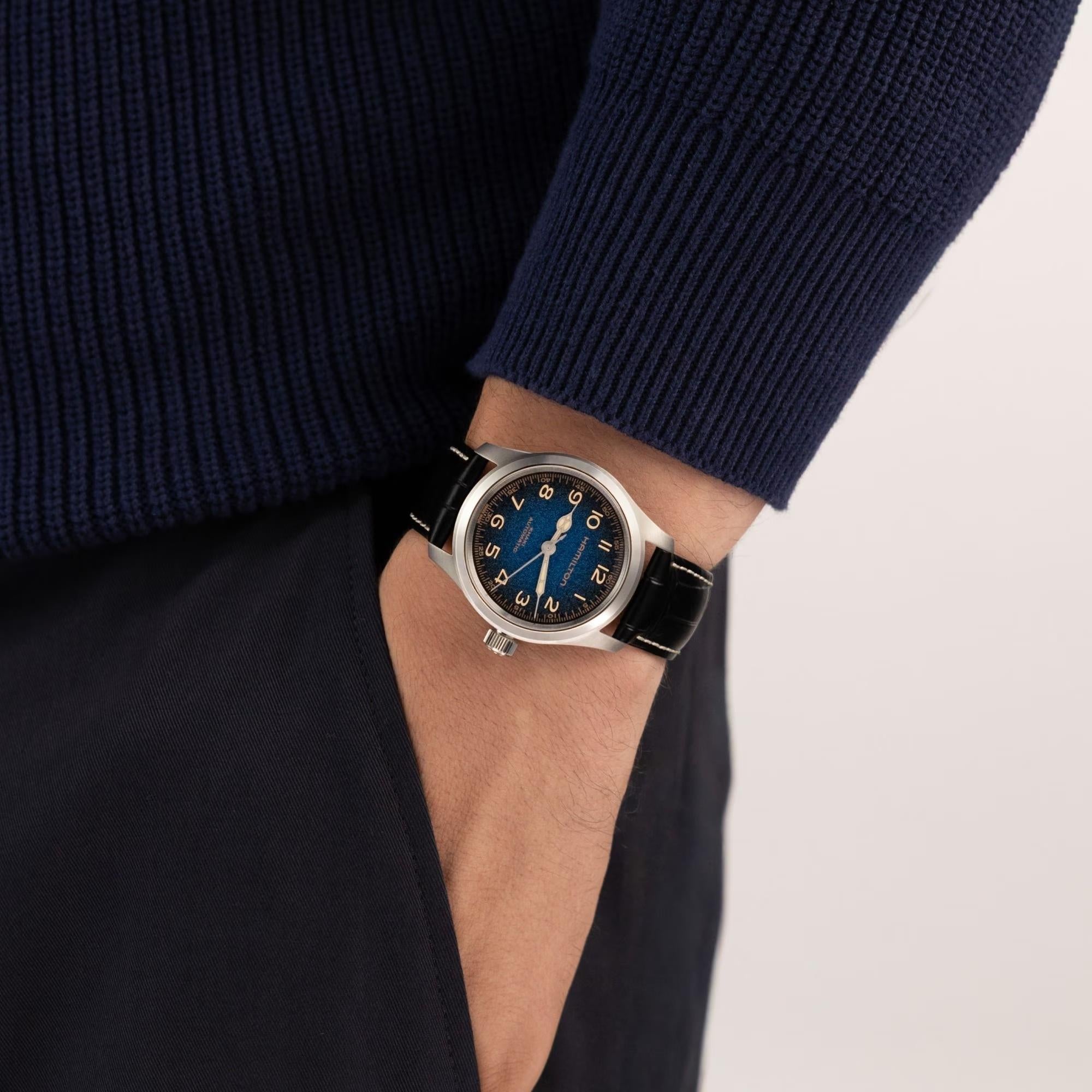 Hamilton Khaki Field Murph 38mm Blue Dial Leather Mens Automatic Watch H70405740