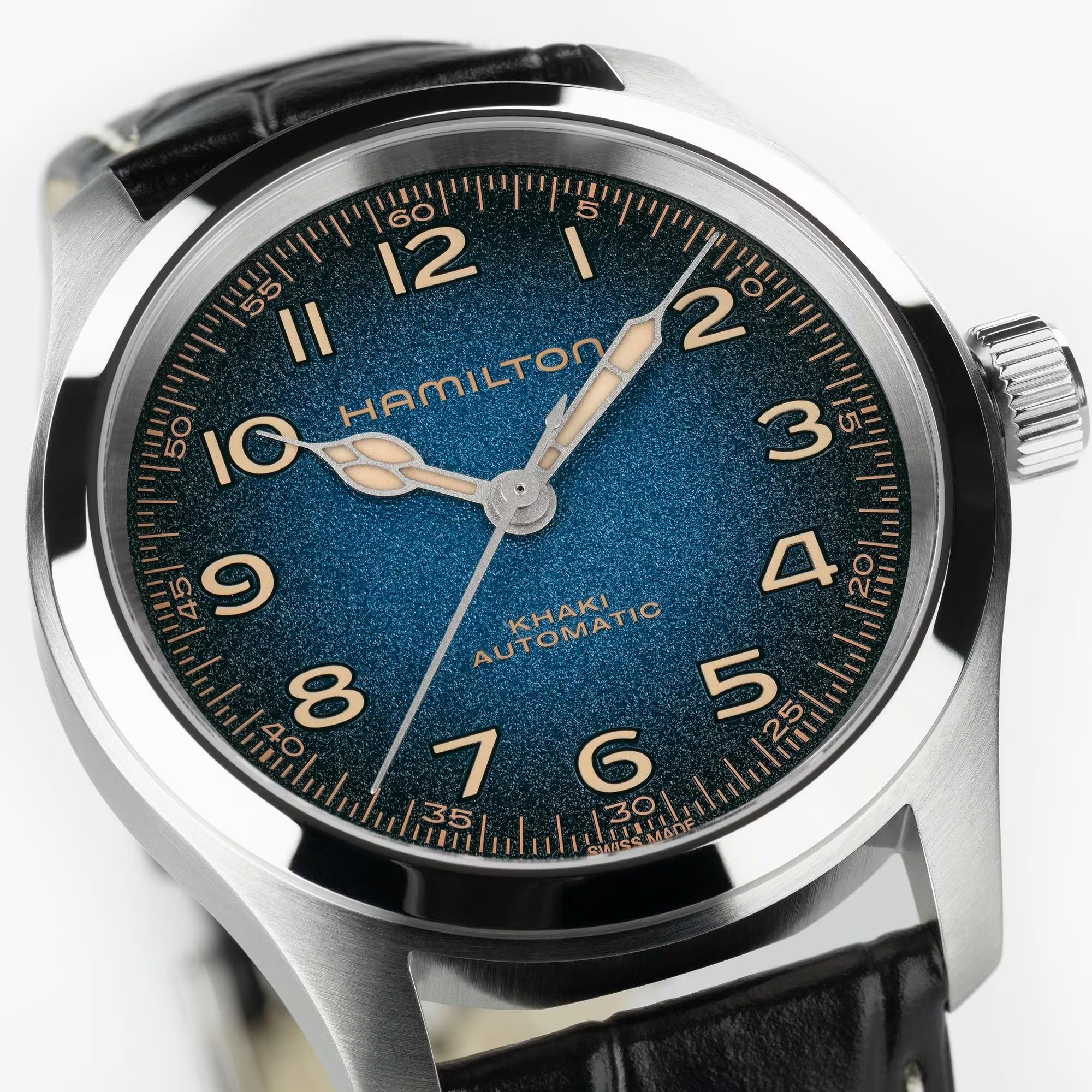 Hamilton Khaki Field Murph 38mm Blue Dial Leather Mens Automatic Watch H70405740