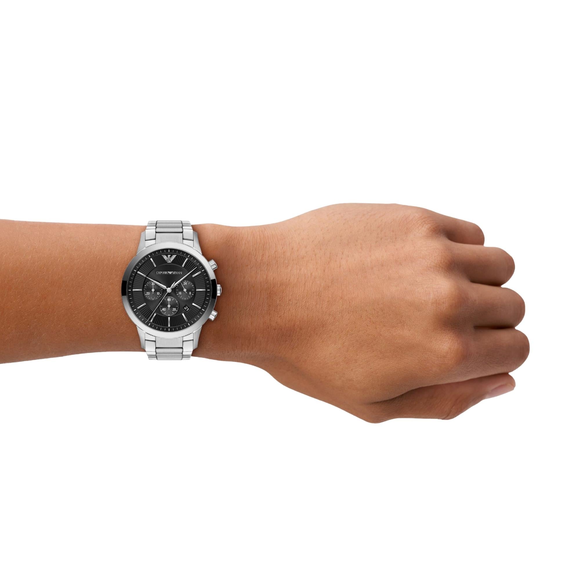 Emporio Armani Archetipo 43mm Chronograph Black Dial Steel Mens Quartz Watch AR11819