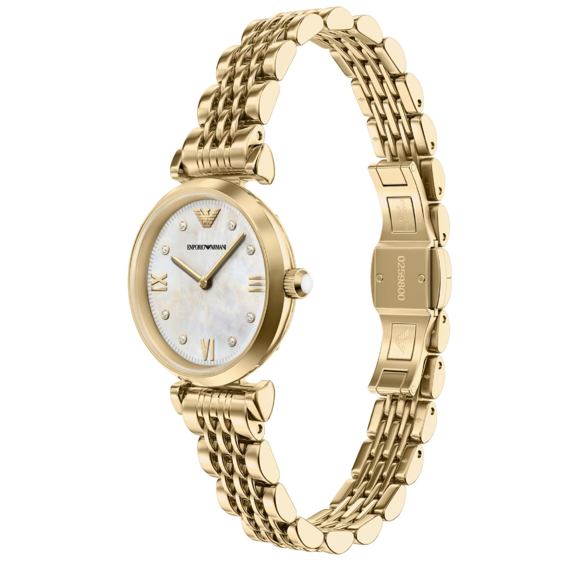 Emporio Armani Gianni 28mm Mother of Pearl Dial Steel Ladies Quartz Watch AR11806