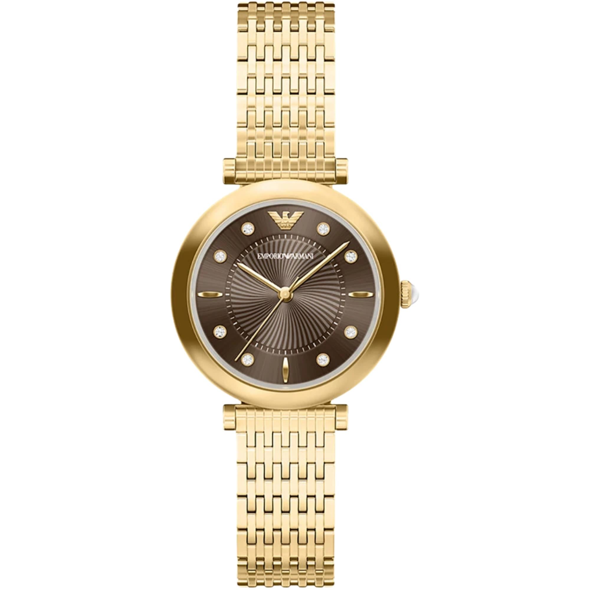 Emporio Armani Archelia 32mm Brown Dial Steel Ladies Quartz Watch AR11810