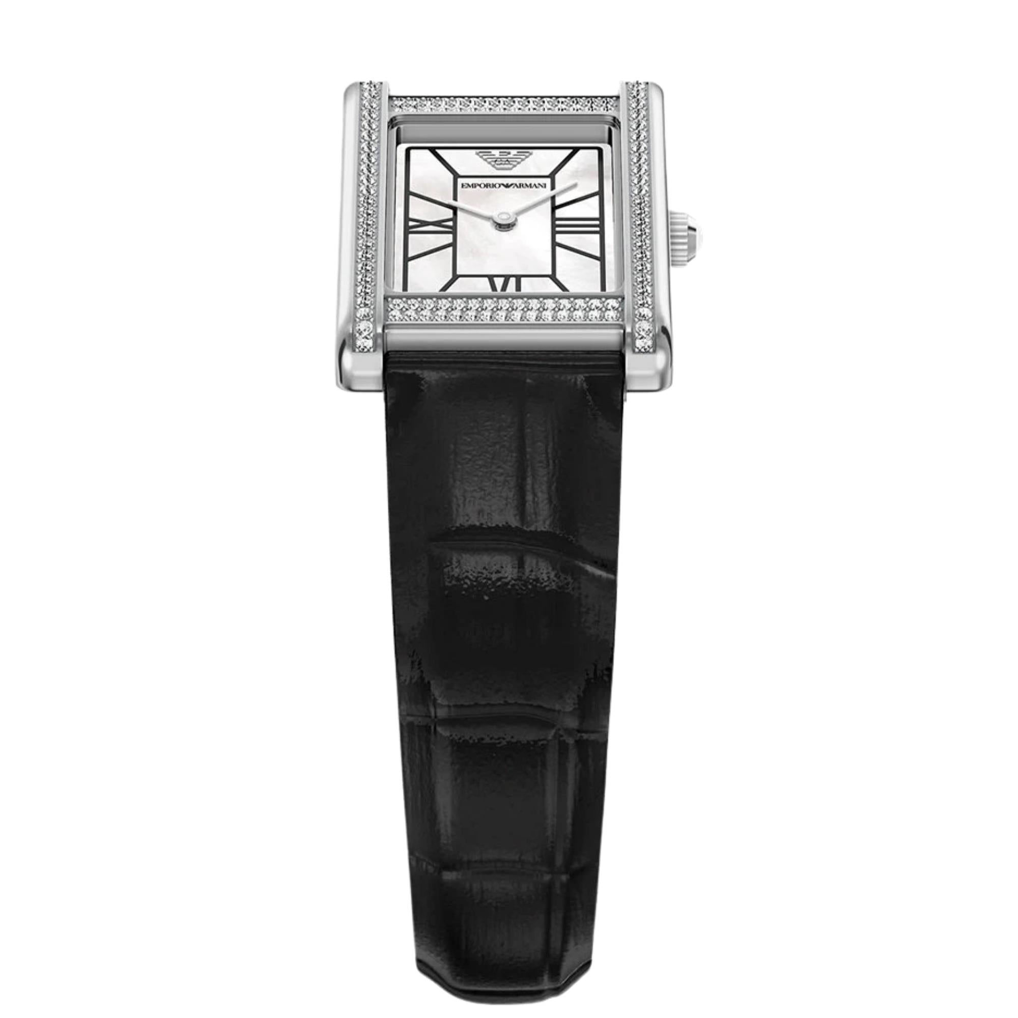 Emporio Armani Genni 22.5mm Mother of Pearl Dial Leather Ladies Quartz Watch AR11803