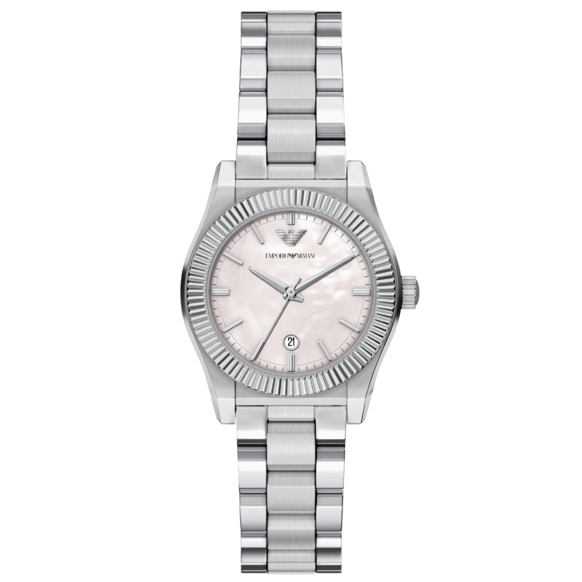 Emporio Armani Federica 32mm Mother of Pearl Dial Steel Ladies Quartz Watch AR11802