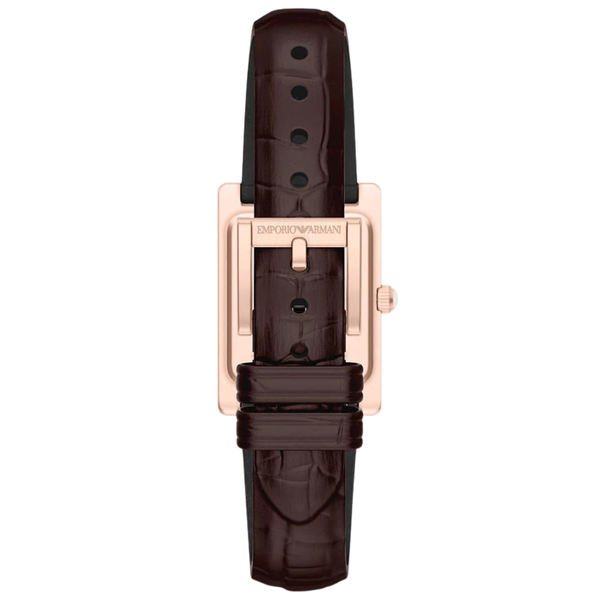 Emporio Armani Genni 22.5mm Mother of Pearl Dial Leather Ladies Quartz Watch AR11804