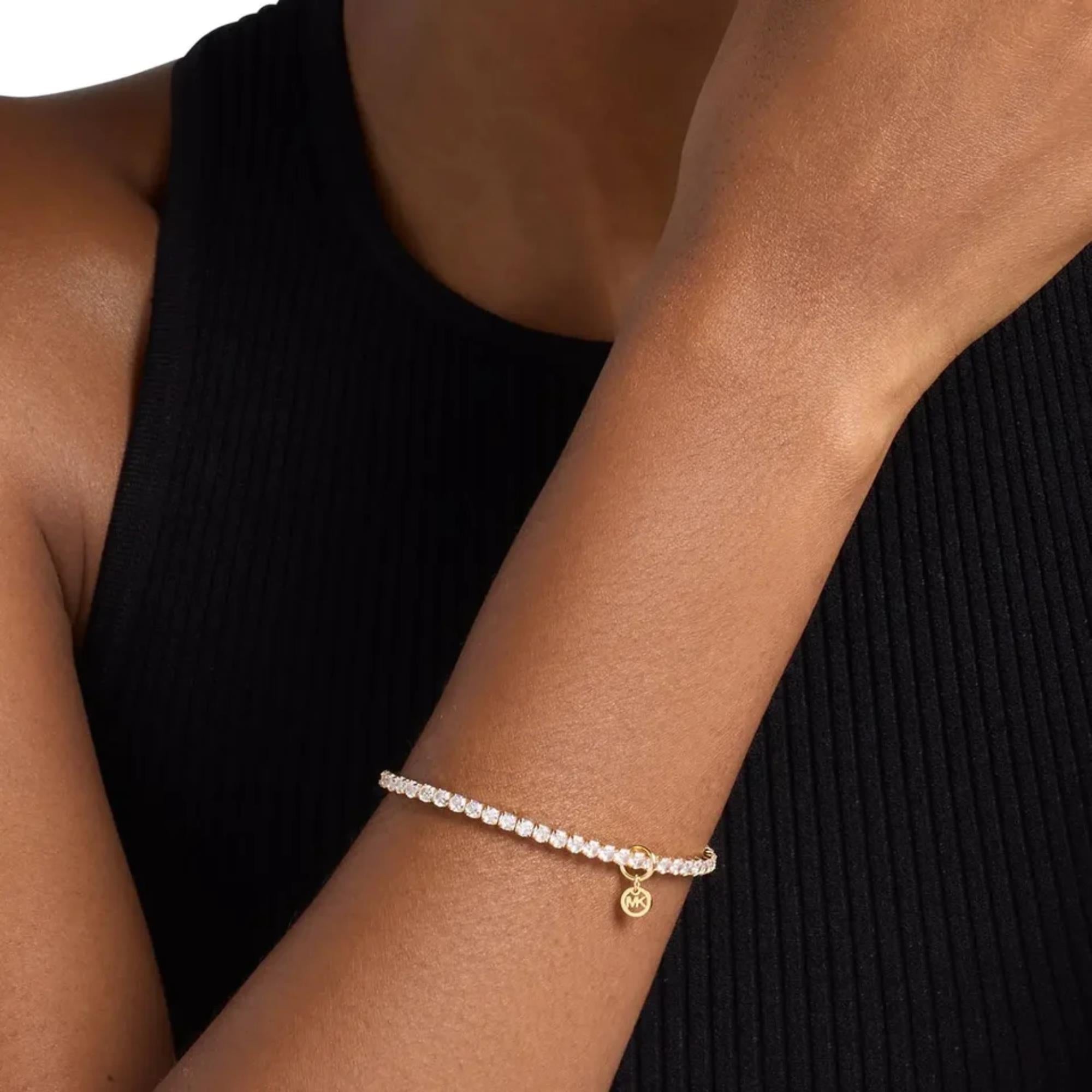 Michael Kors Brilliance Gold Pavé Stretch Ladies Tennis Bracelet MKJ8682710
